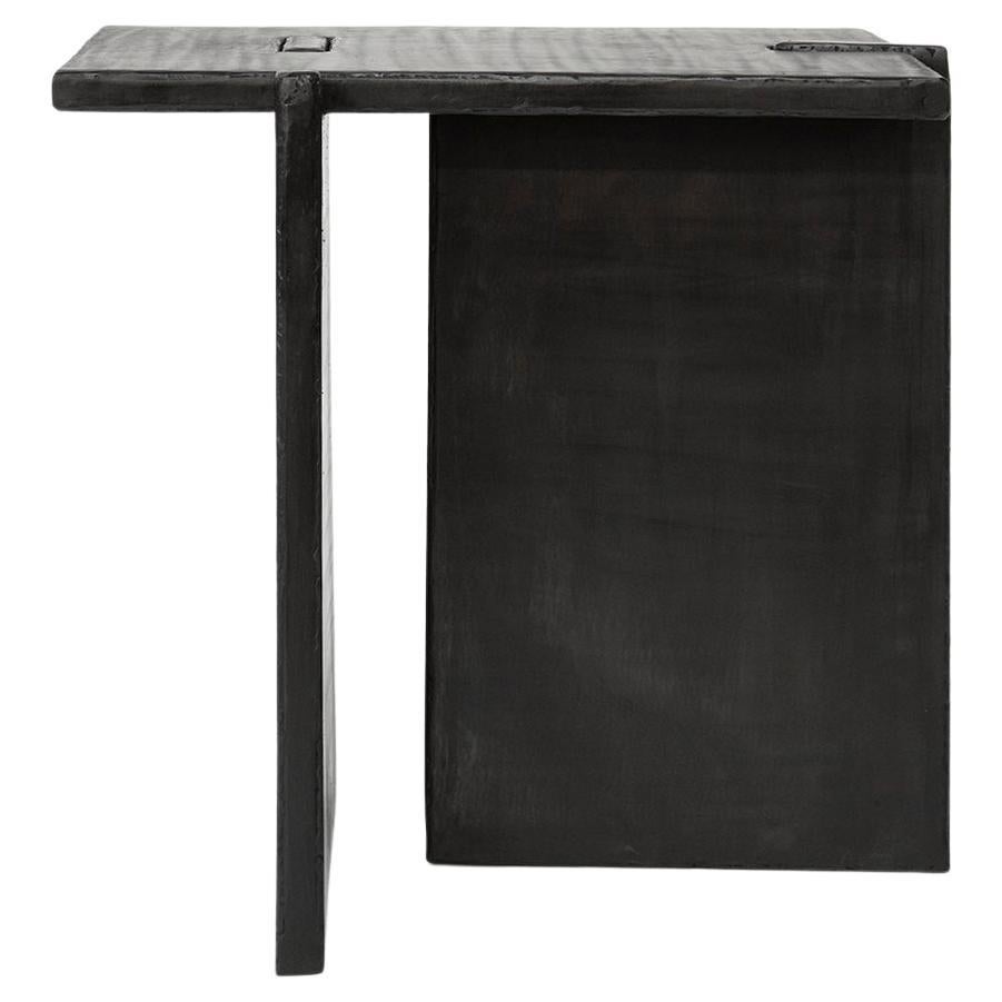 Table d'appoint unique en acier ciré organique noir moderne/contemporain en vente