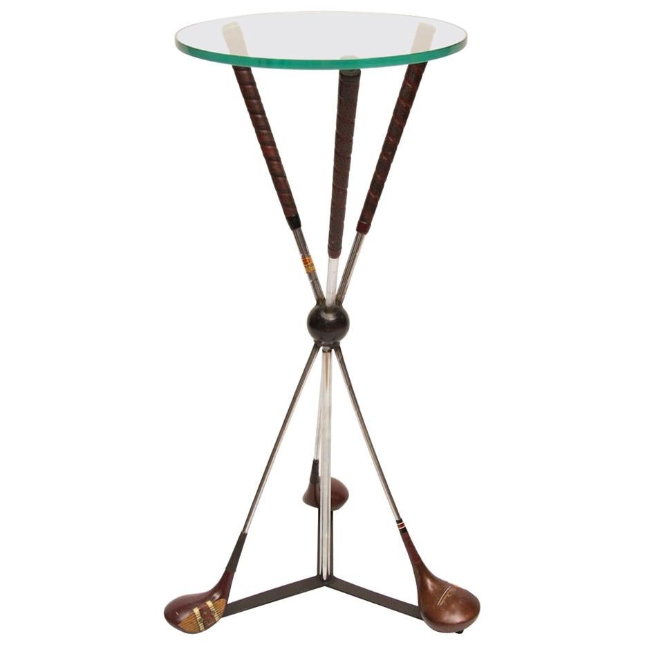 Side Table Upcycled from Vintage Golf Clubs For Sale