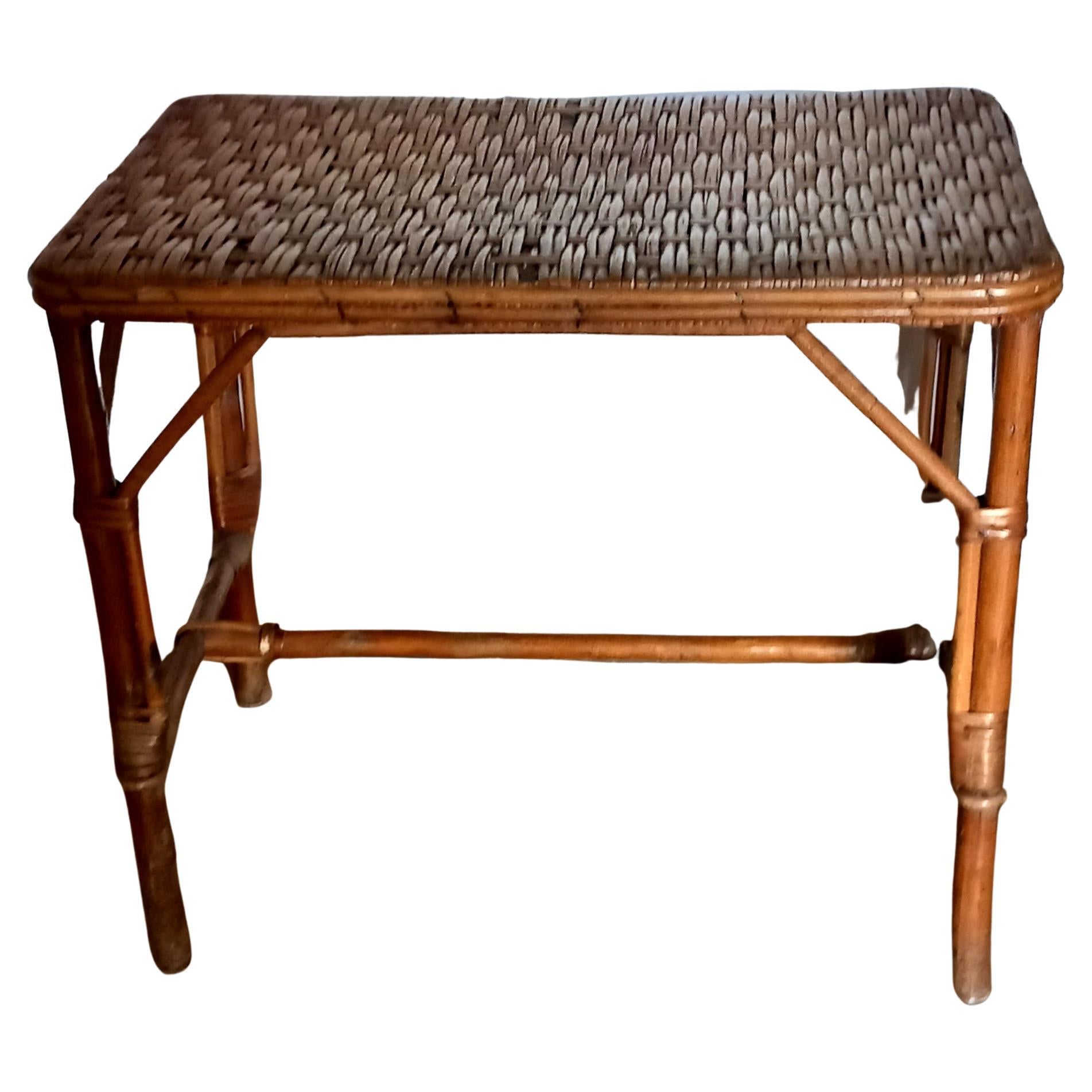 Side Table Vintage France Wicker Rattan For Sale