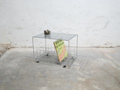 Side table vintage metal vinyl holder furniture