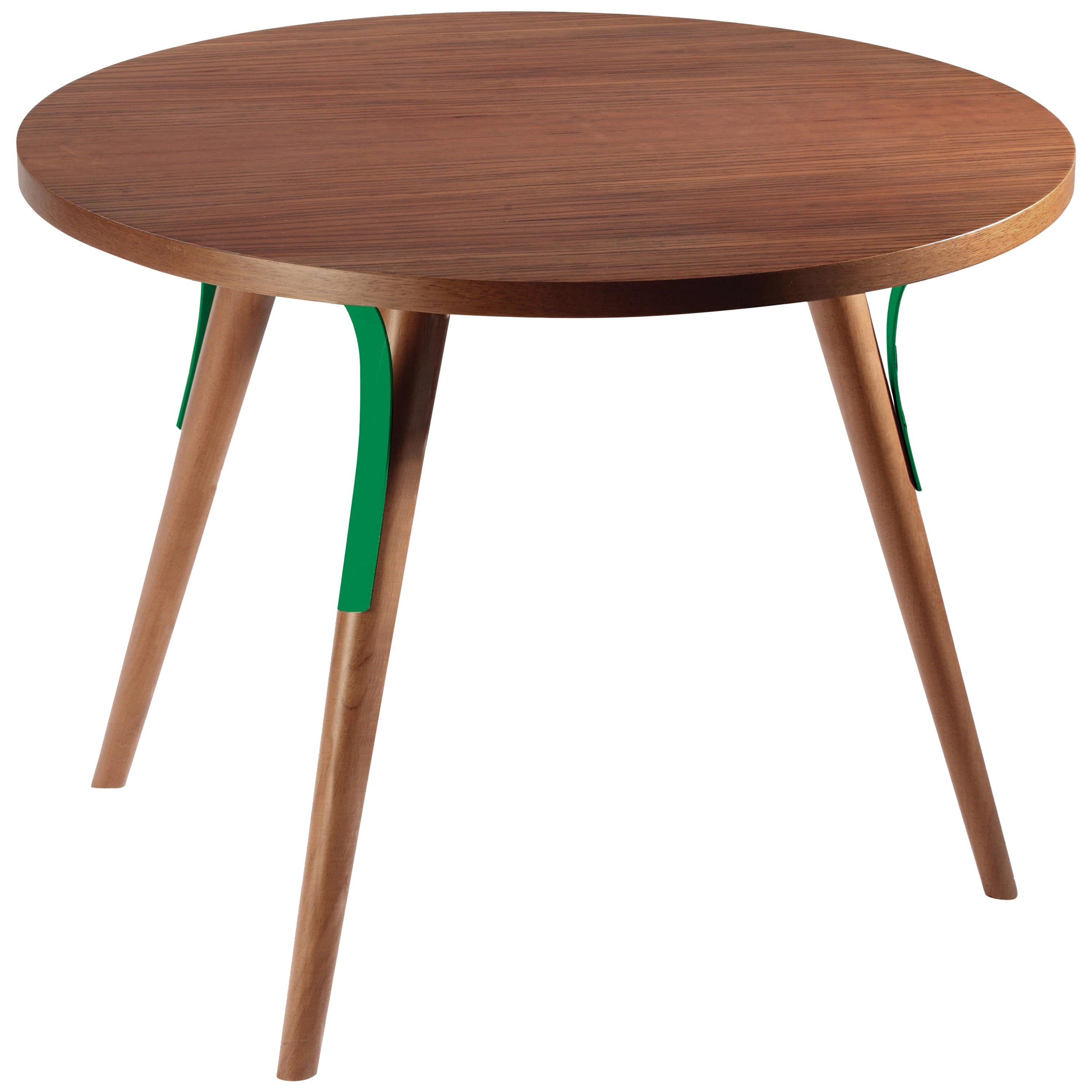 Side Table Way in Wood and Lacquered Metal For Sale
