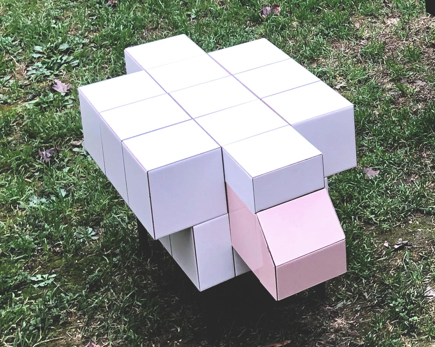 Sculptural White Ceramic Tile Side Table “Taula Ovella” by Bussoga For Sale 2