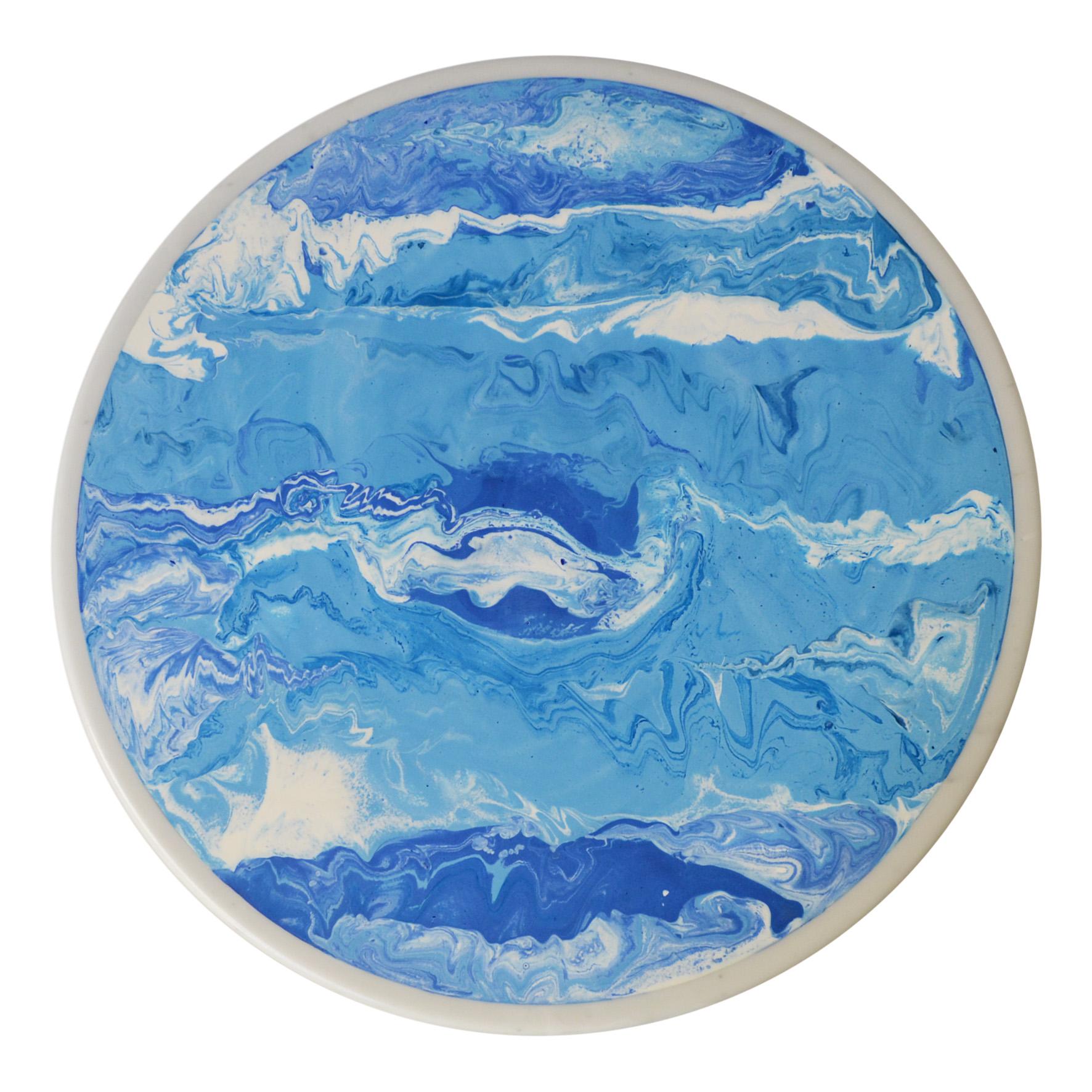 Marbre Table d'appoint en marbre blanc, décor à motifs naturels aquatiques, fabriquée à la main en Italie par Cupioli en vente