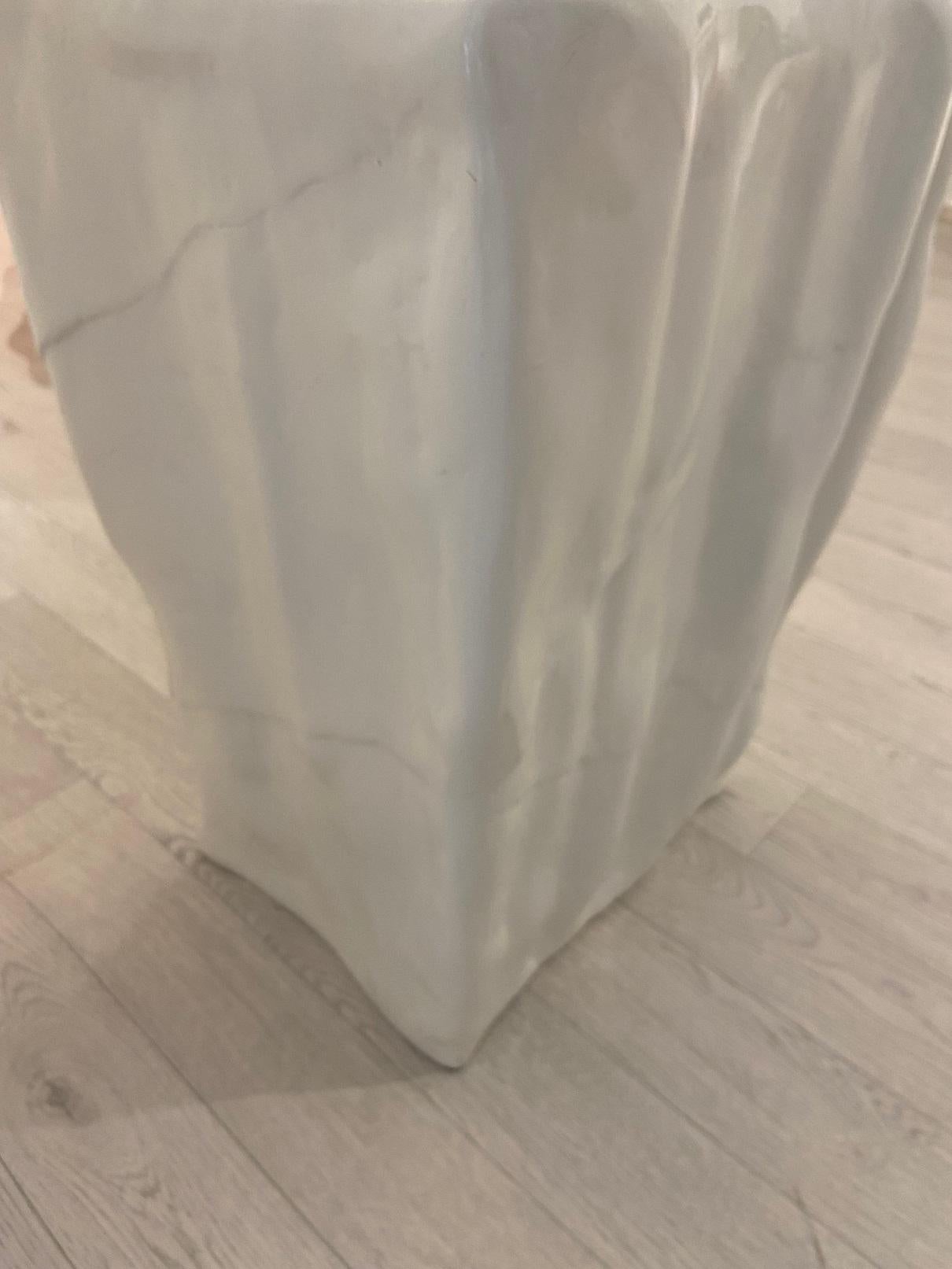Scagliola Side Table  White Resin Sculpture with Multicolor Top Handmade in Italy Cupioli For Sale