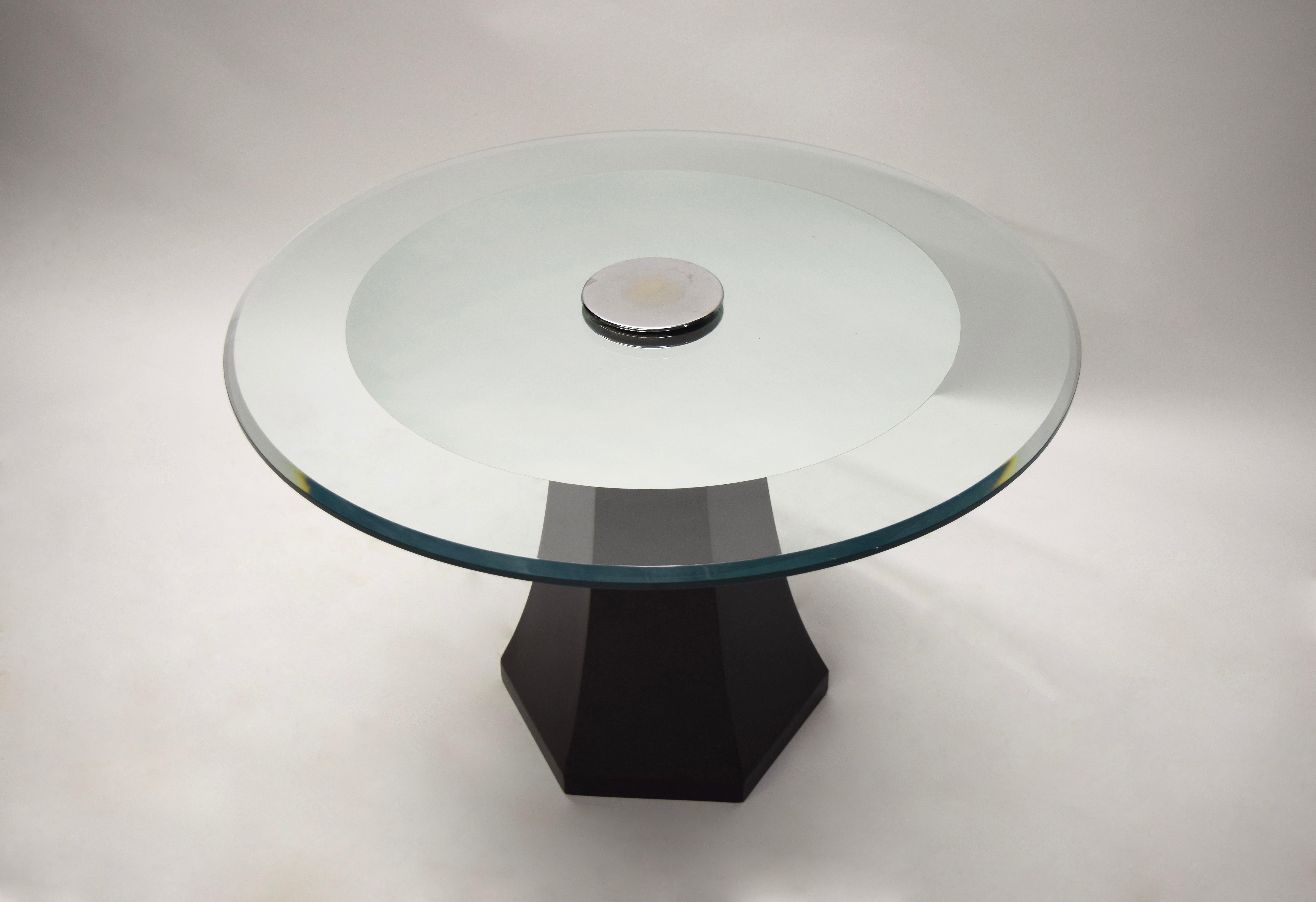 Side Table with a Mirrored and Beveled Glass Top 2