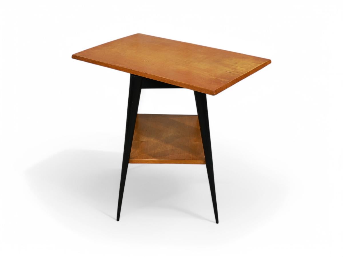Brazilian Side Table with a Swivel Top in Pau Marfim & Ebony Finish, c.1950s For Sale