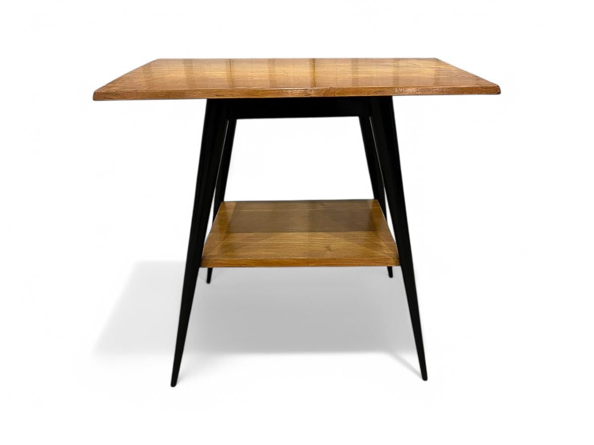 Ebonized Side Table with a Swivel Top in Pau Marfim & Ebony Finish, c.1950s For Sale
