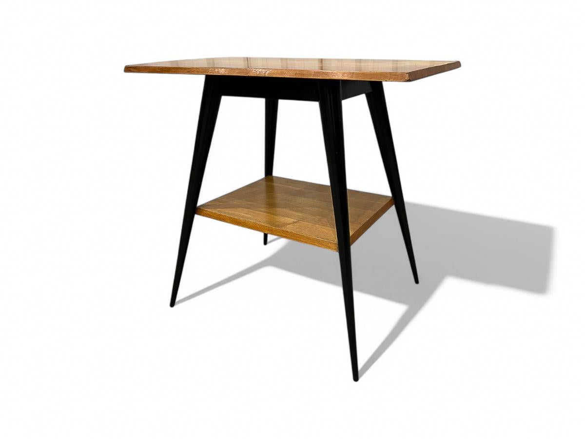 Side Table with a Swivel Top in Pau Marfim & Ebony Finish, c.1950s In Good Condition For Sale In New York, NY