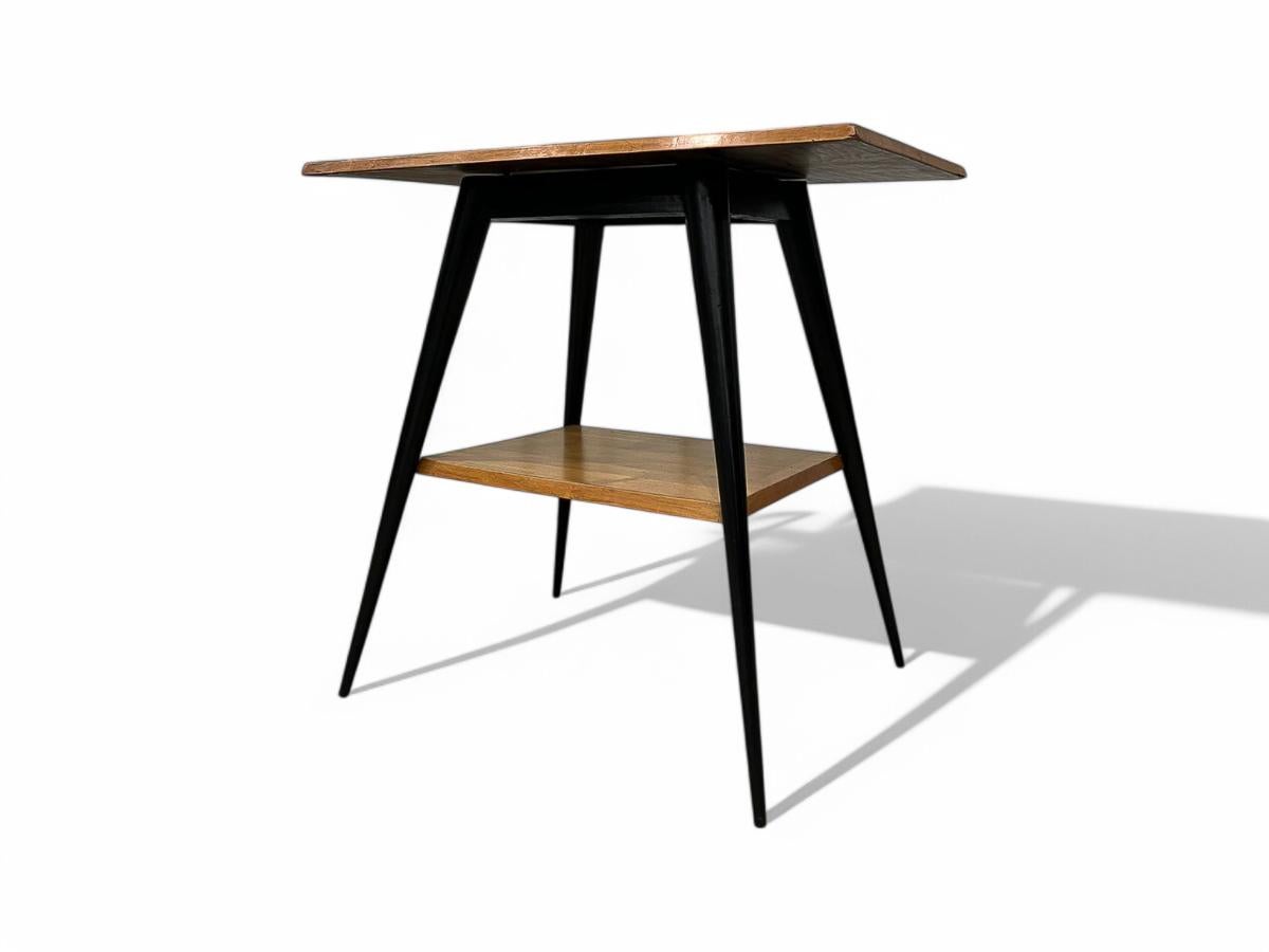 20th Century Side Table with a Swivel Top in Pau Marfim & Ebony Finish, c.1950s For Sale