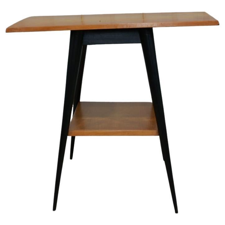 Side Table with a Swivel Top in Pau Marfim & Ebony Finish, c.1950s For Sale