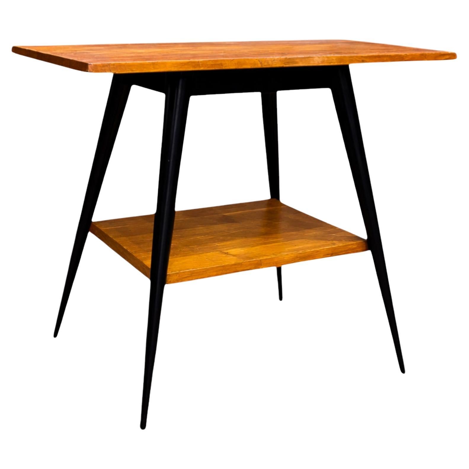 Side Table with a Swivel Top in Pau Marfim & Ebony Finish, c.1950s