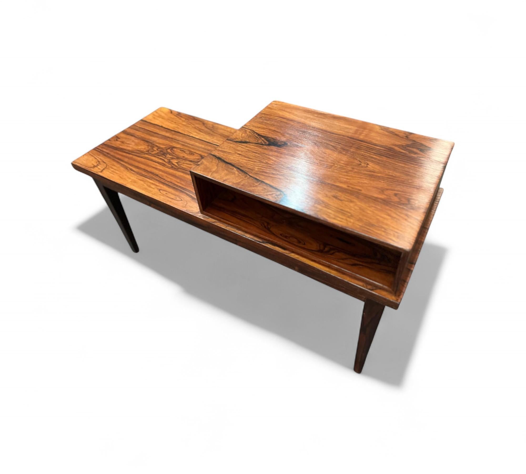 Brazilian Side Table with Bench & Storage in Hardwood, c. 1960s For Sale