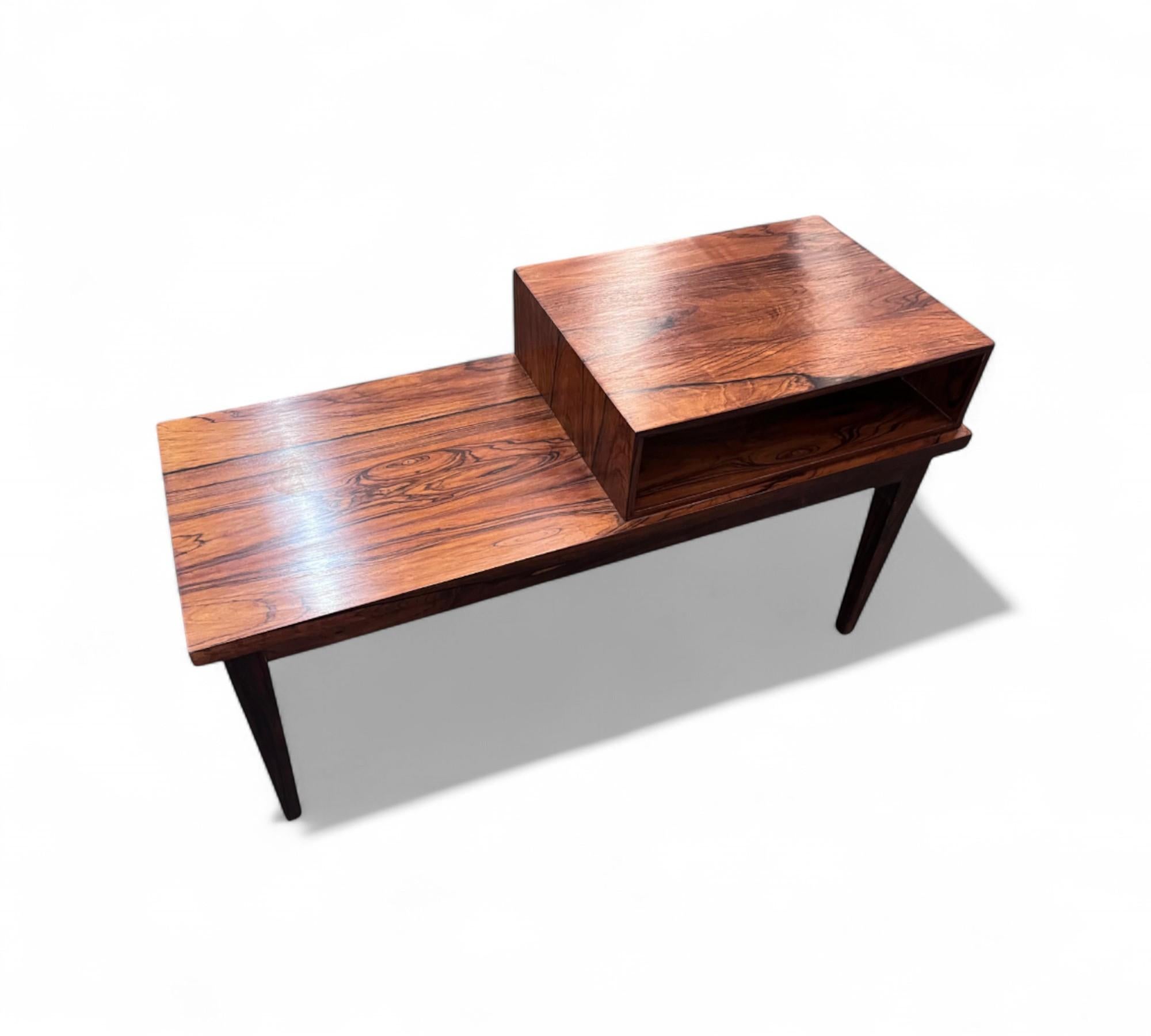 Woodwork Side Table with Bench & Storage in Hardwood, c. 1960s For Sale