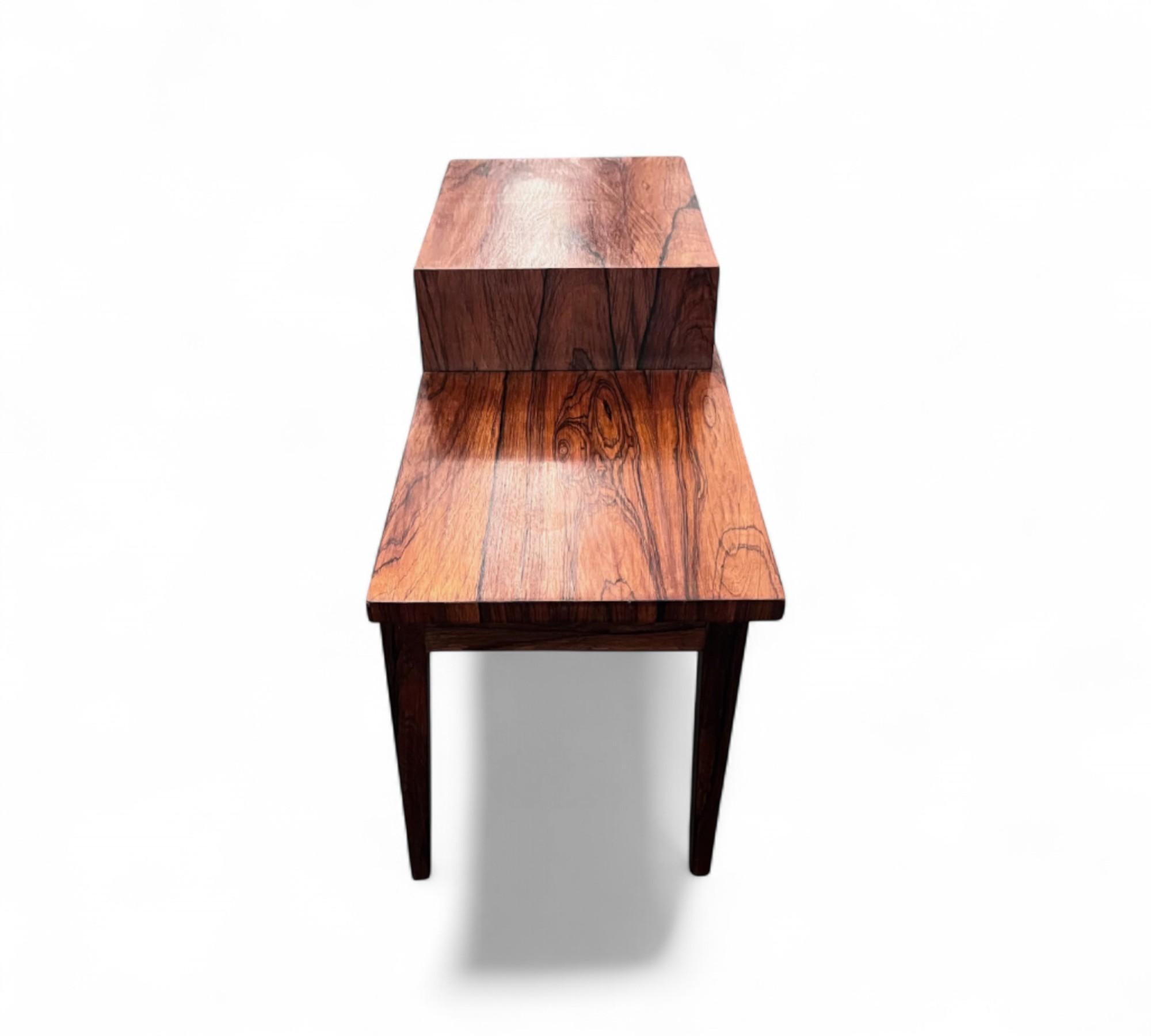 Side Table with Bench & Storage in Hardwood, c. 1960s In Good Condition For Sale In New York, NY