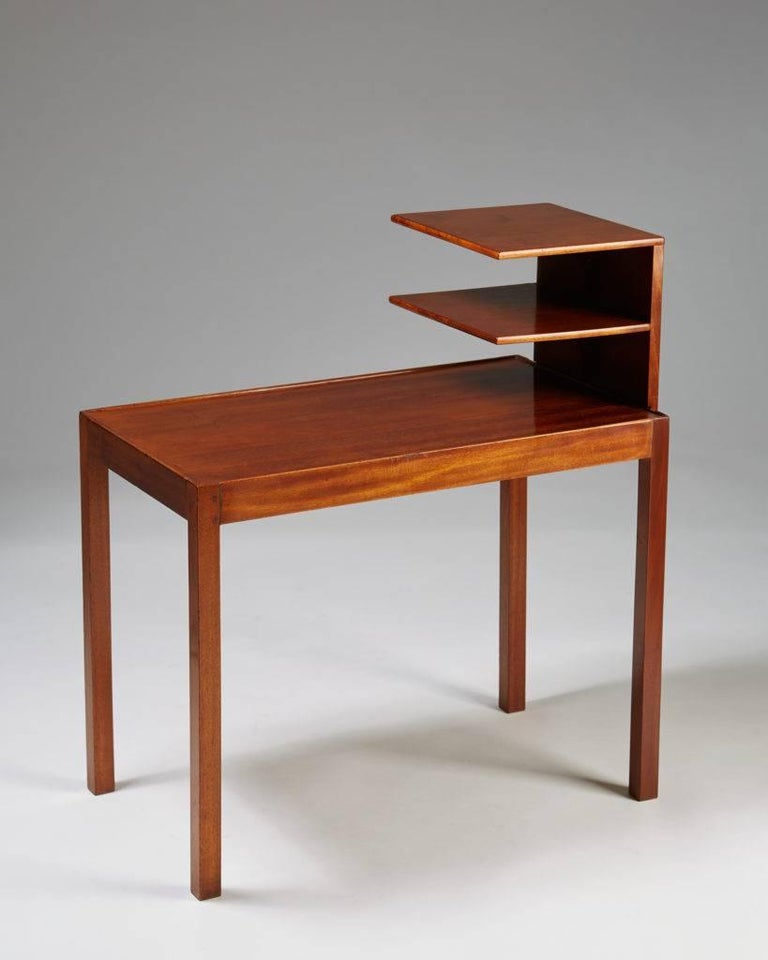 Scandinavian Modern Side Table with Bookshelf Designed by Josef Frank for Svenskt Tenn, Sweden, 1950 For Sale