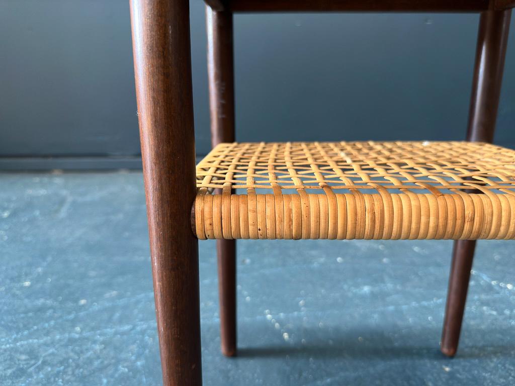 Caning Side Table with Caned Shelf For Sale