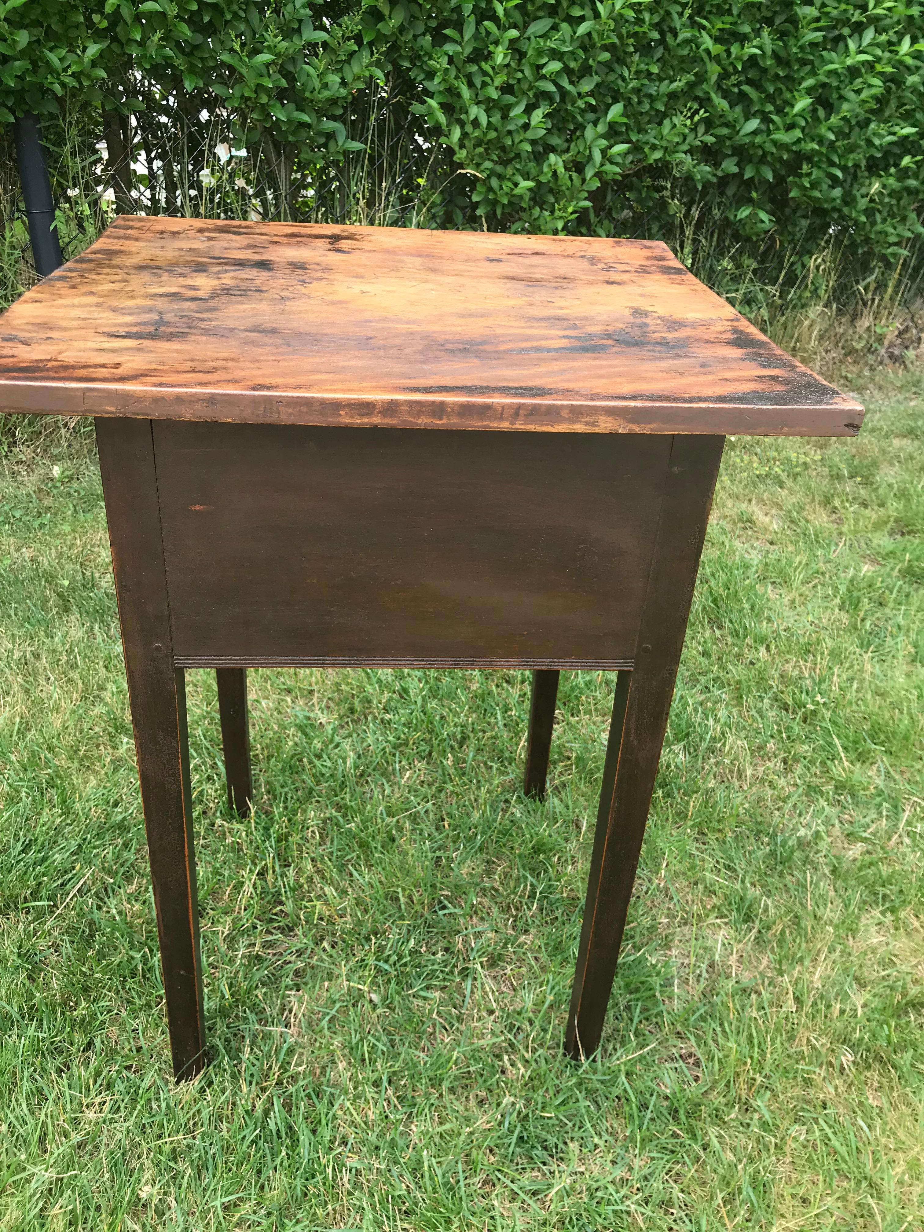 Side Table with Dark Painted Base and Knobs In Good Condition In Nantucket, MA