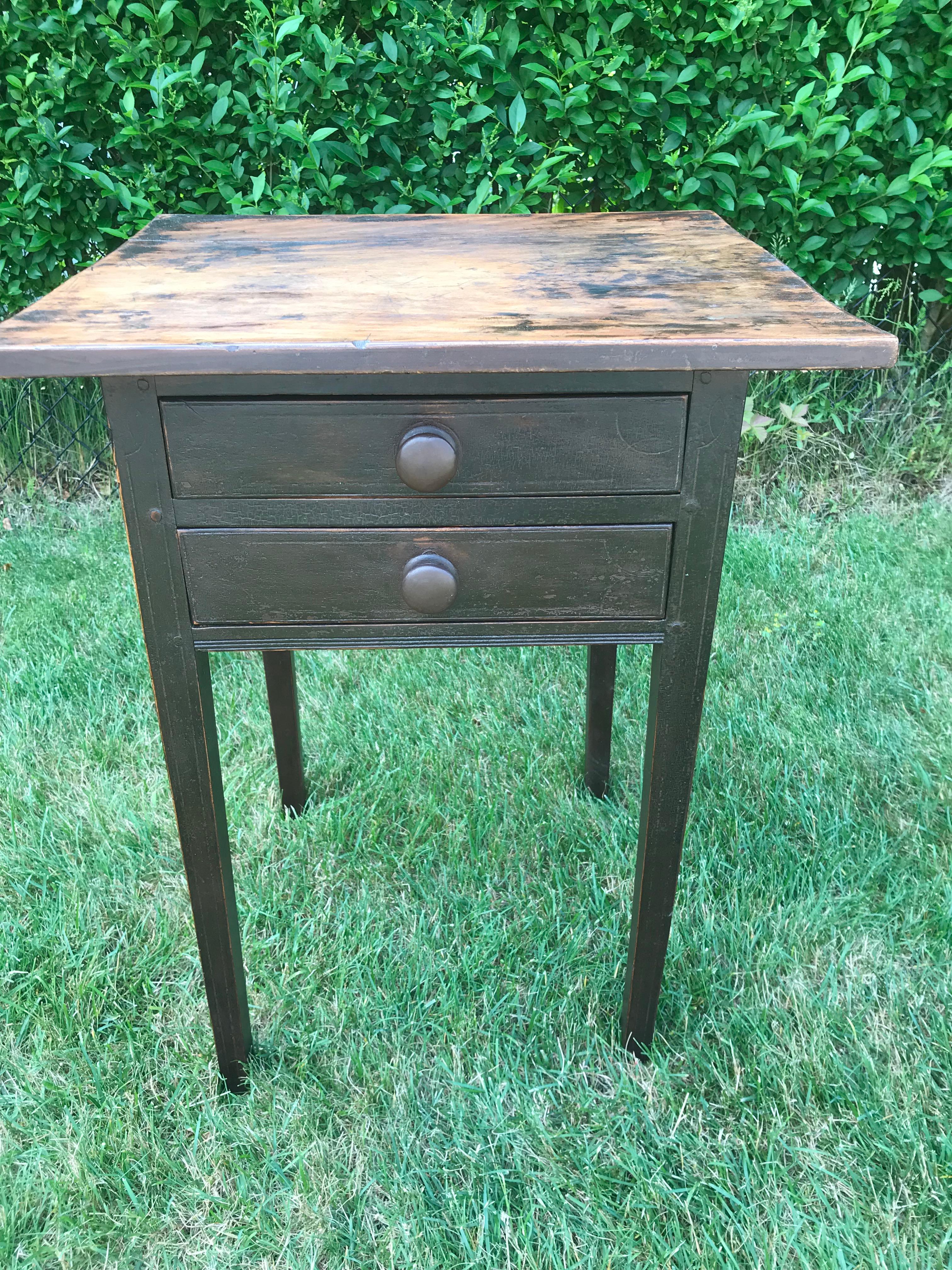 Side Table with Dark Painted Base and Knobs 1
