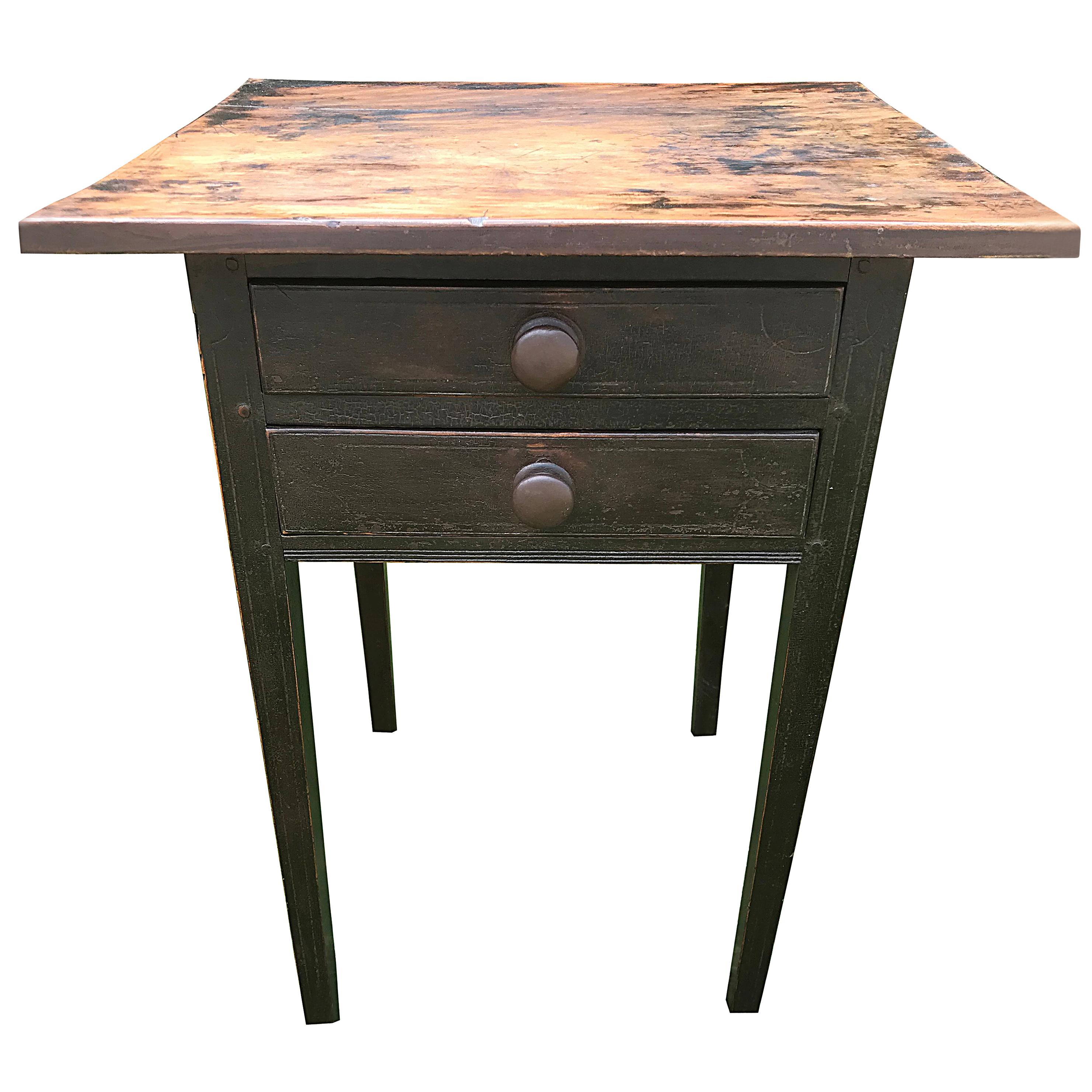 Side Table with Dark Painted Base and Knobs
