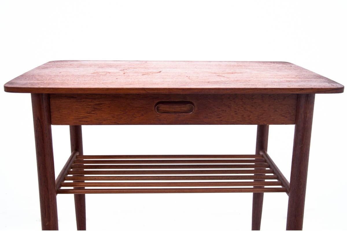Scandinavian Modern Side Table with Drawer, Danish Design