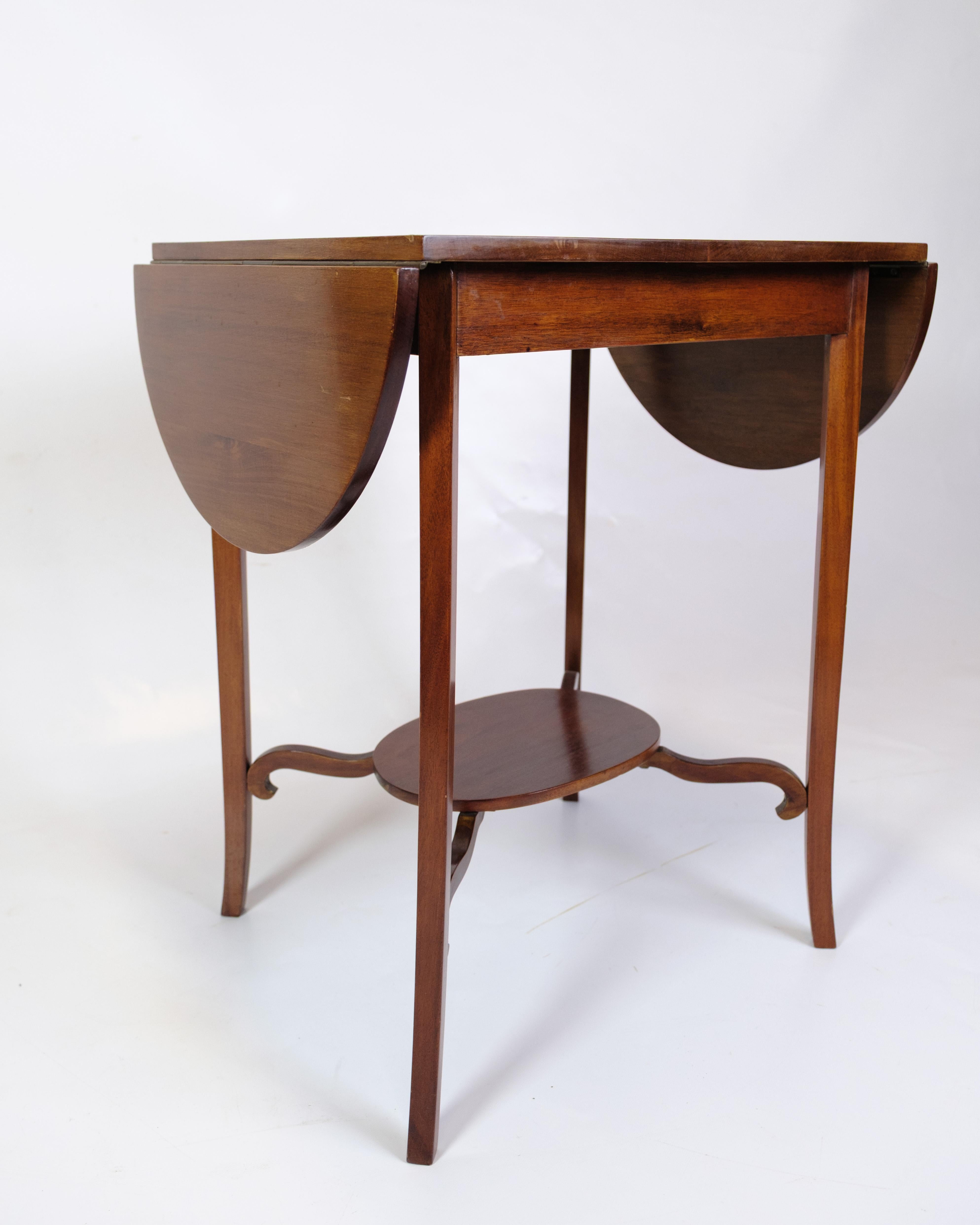 Mid-Century Modern Side Table With Flaps Made In Mahogany, Danish Design From 1960s For Sale
