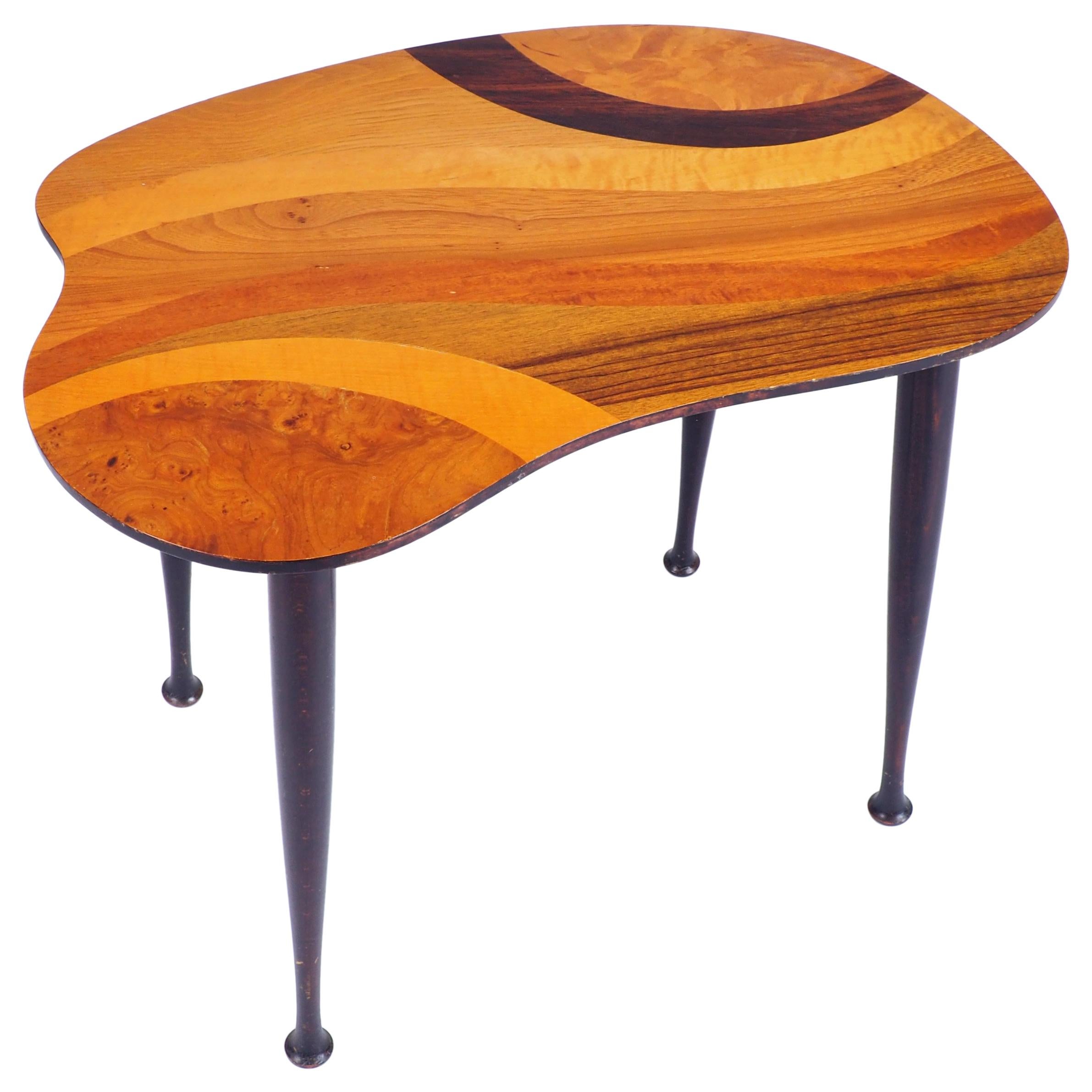 Side Table with Inlaid Wood Top