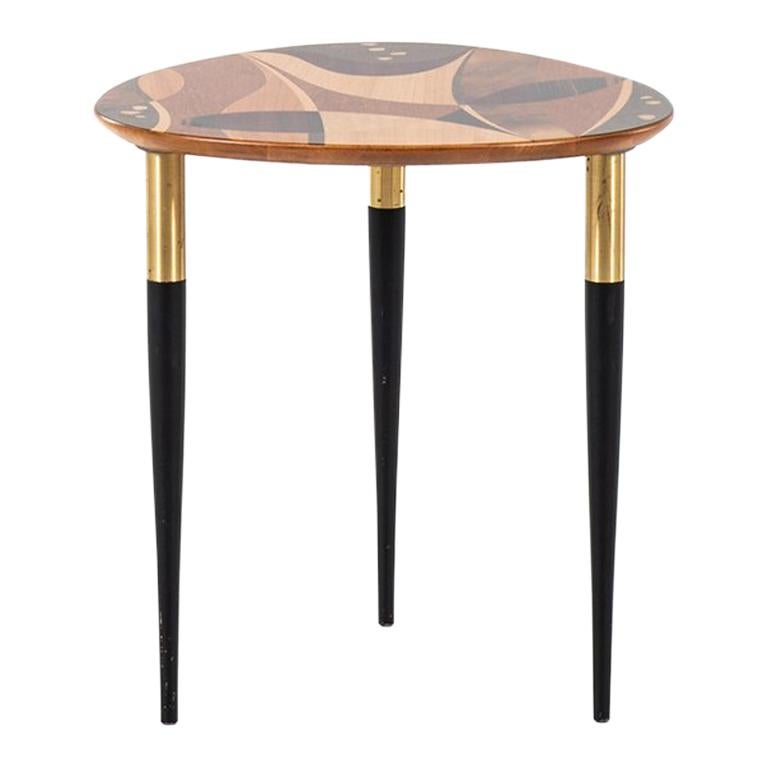 Side Table with Intarsia Produced by Bodafors in Sweden