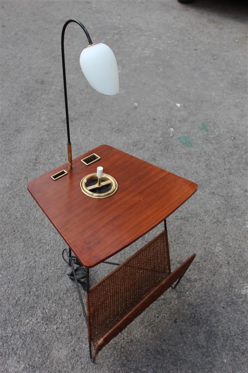 magazine table with lamp
