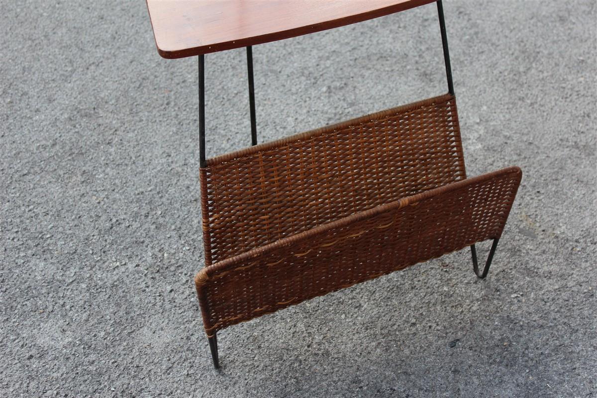 Mid-Century Modern Side Table with Magazine Rack with Lamp Style Home & Campo & Graffi Teak For Sale