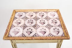 Side Table With Manganese Tiles From The Gustavian Period