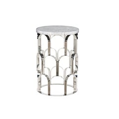 Modern Side Table by Ginger & Jagger, Marble Top, Brass Base, Customizable
