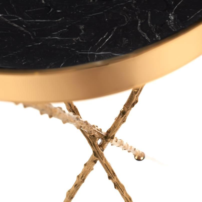 Modern Side Table With Marblel Top & Metal Legs For Sale