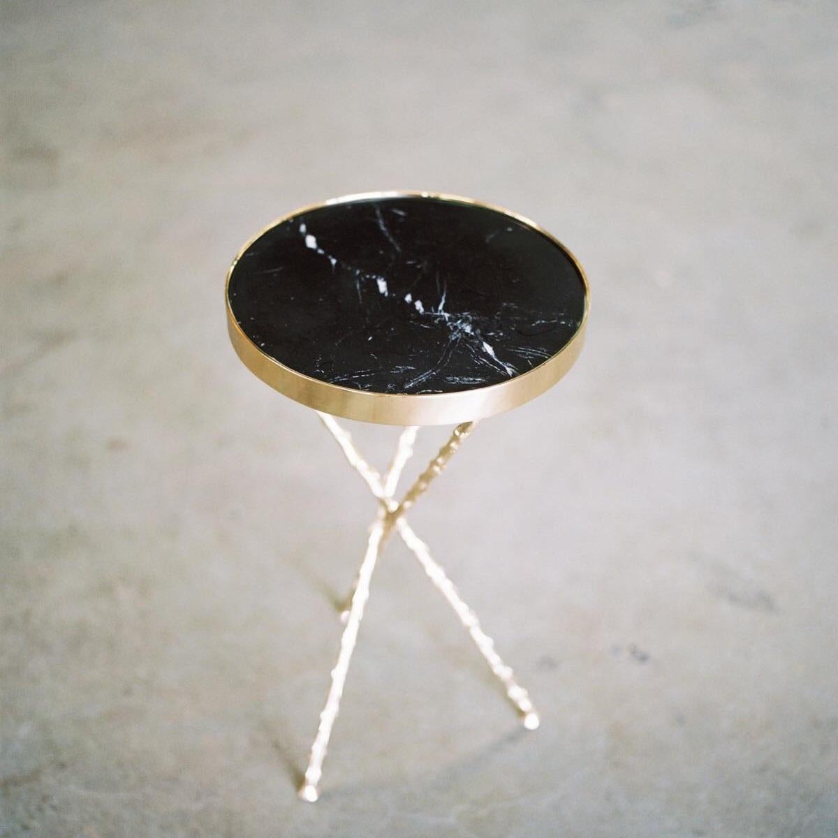 Side Table With Marblel Top & Metal Legs For Sale 2