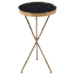 Side Table With Marblel Top & Metal Legs