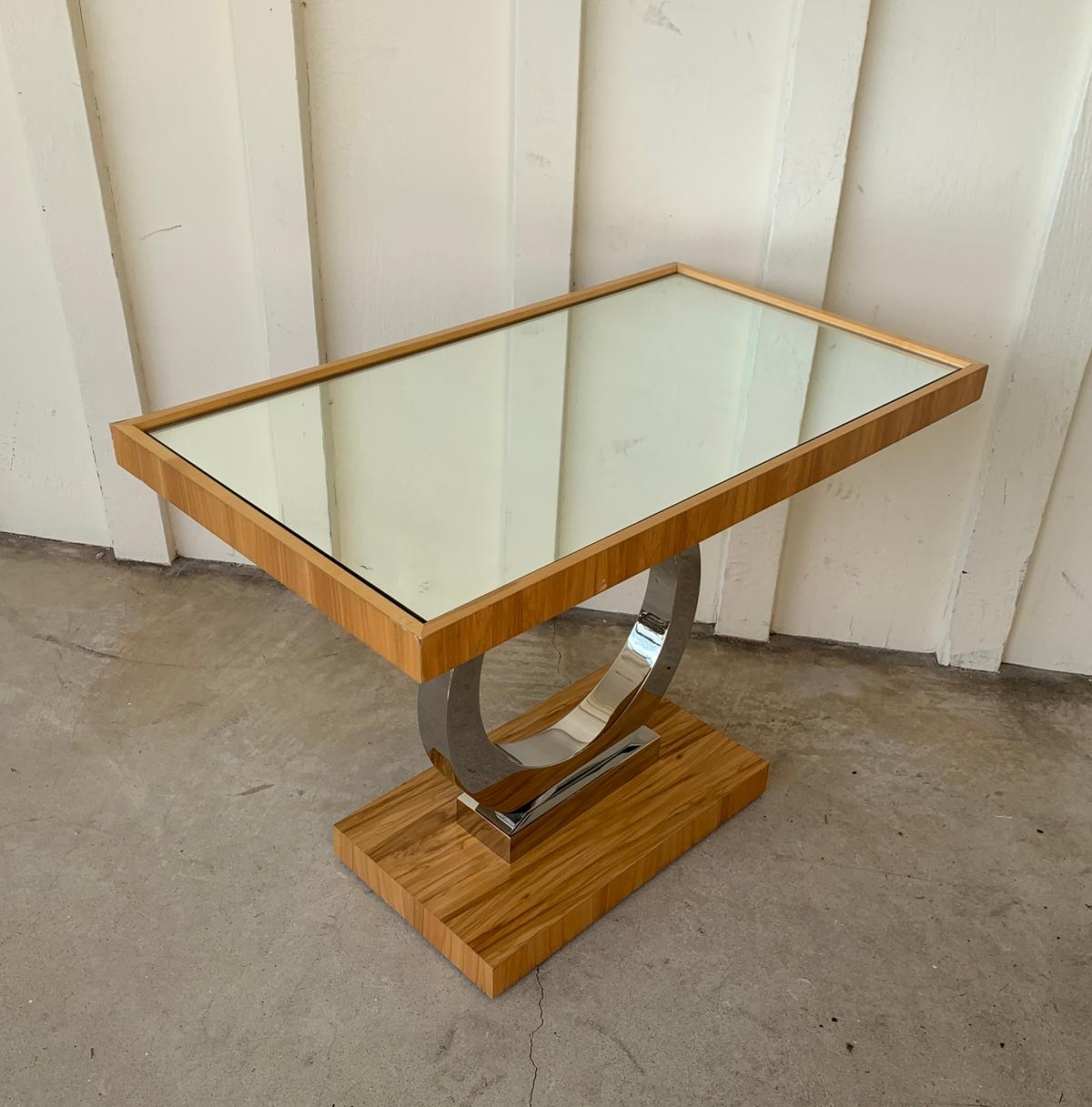 Modern Side Table with Mirror Insert Top by Century