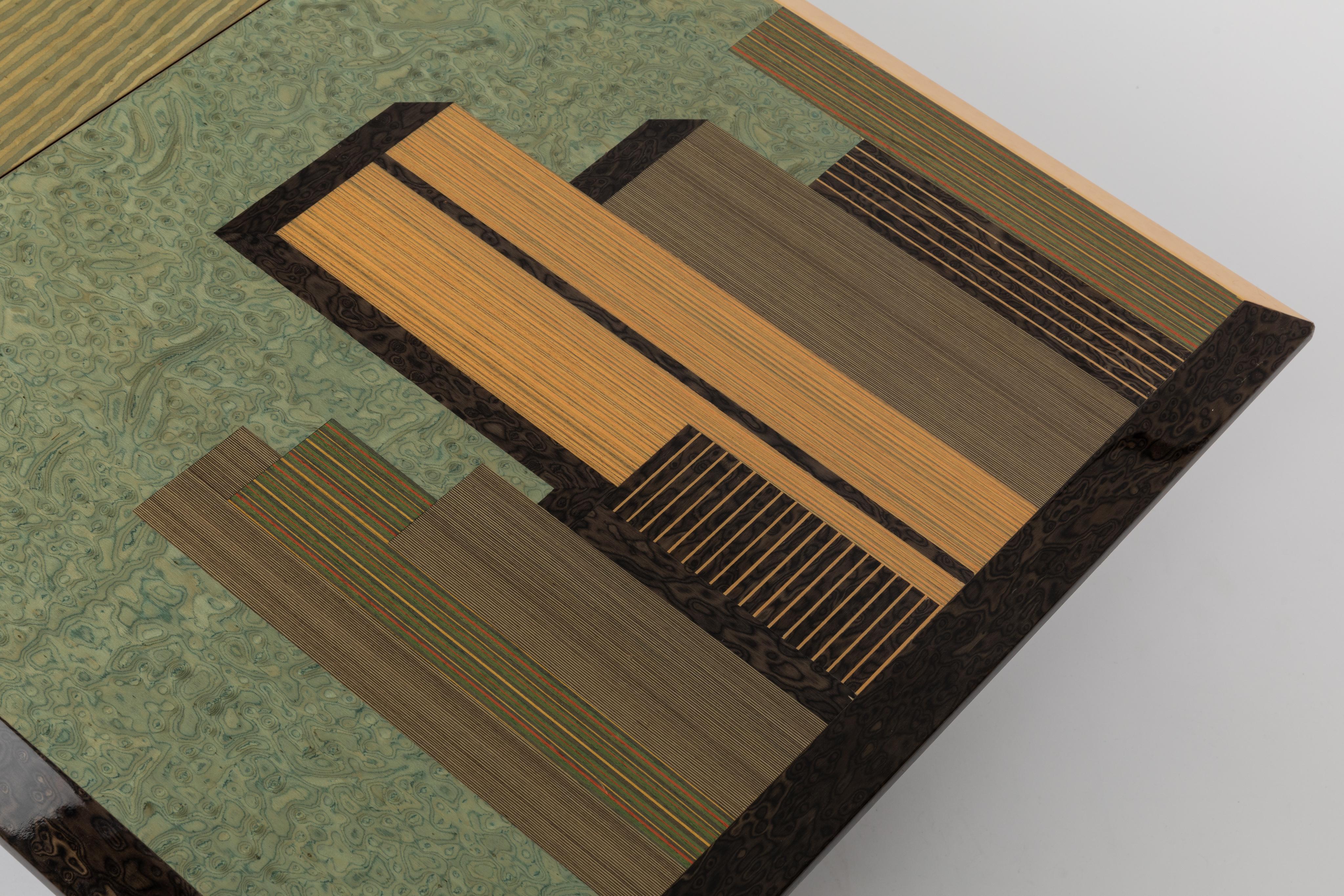 Postmodern Coffee Table with Mirrored Bar by Giovanni Offredi for Saporiti, 1980 For Sale 9