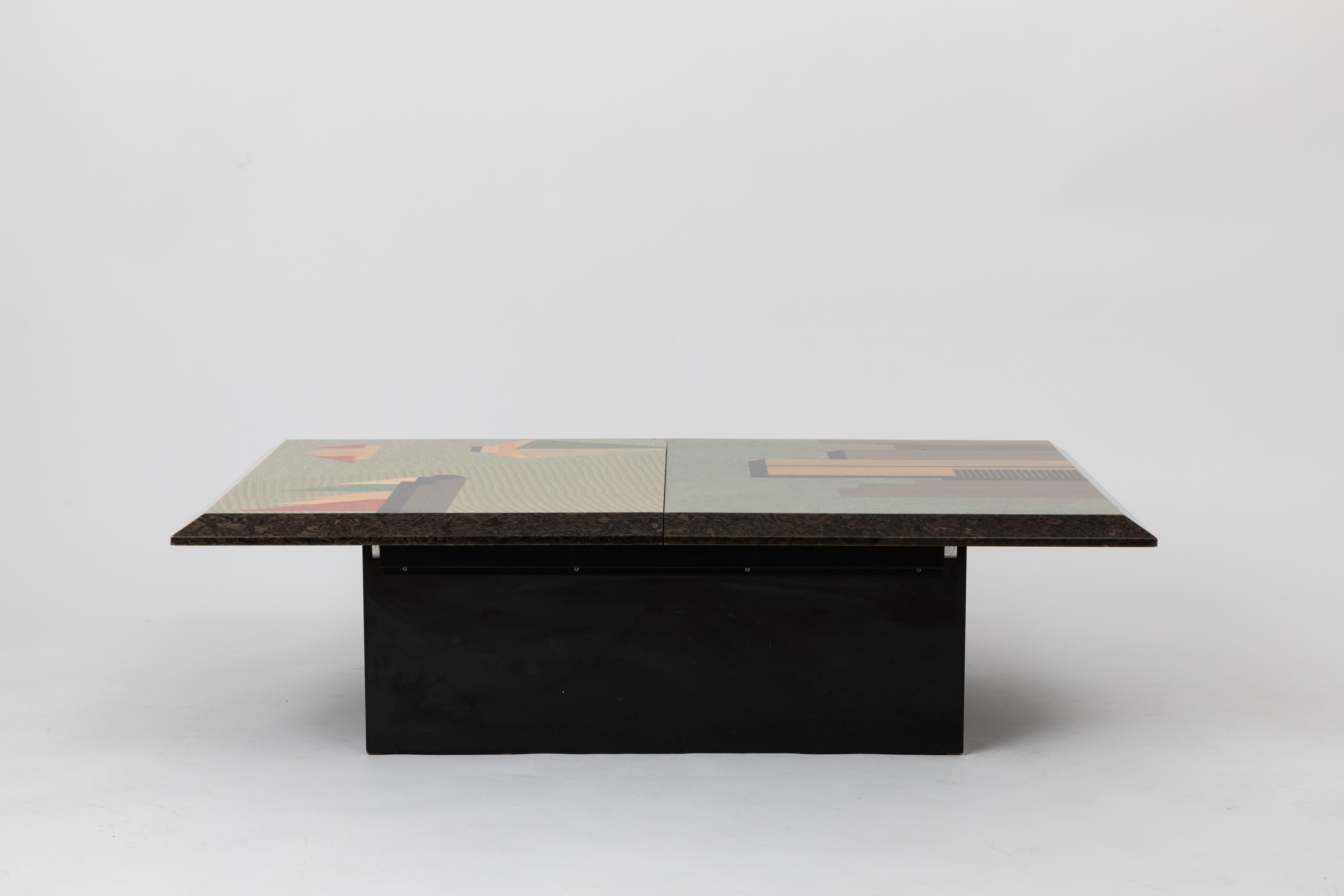 Italian Postmodern Coffee Table with Mirrored Bar by Giovanni Offredi for Saporiti, 1980 For Sale