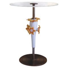 Side Table with Murano Glass Top and Sunflowers Elements