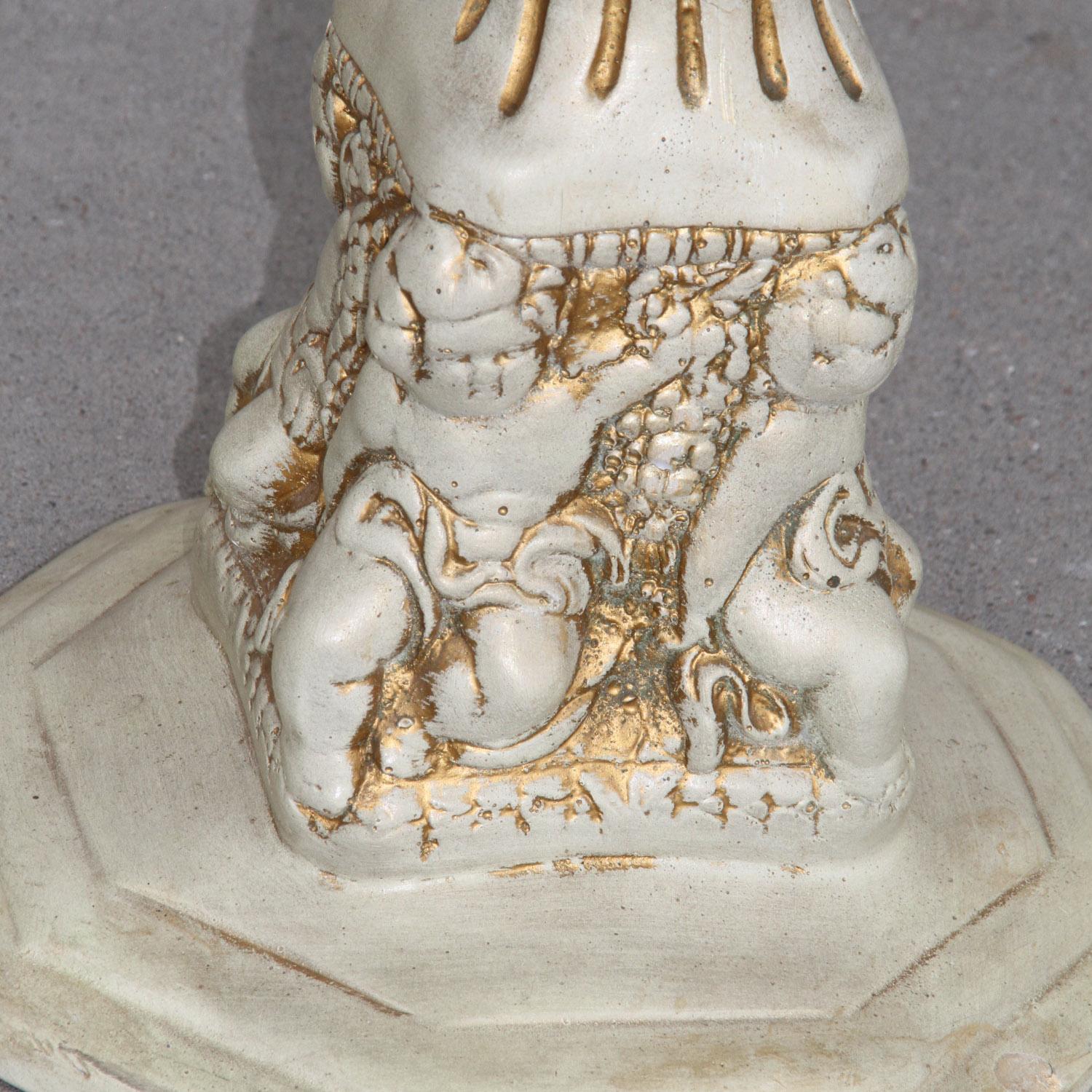 Neoclassical Revival Side Table with Octogan Stone Top and Carved Base For Sale