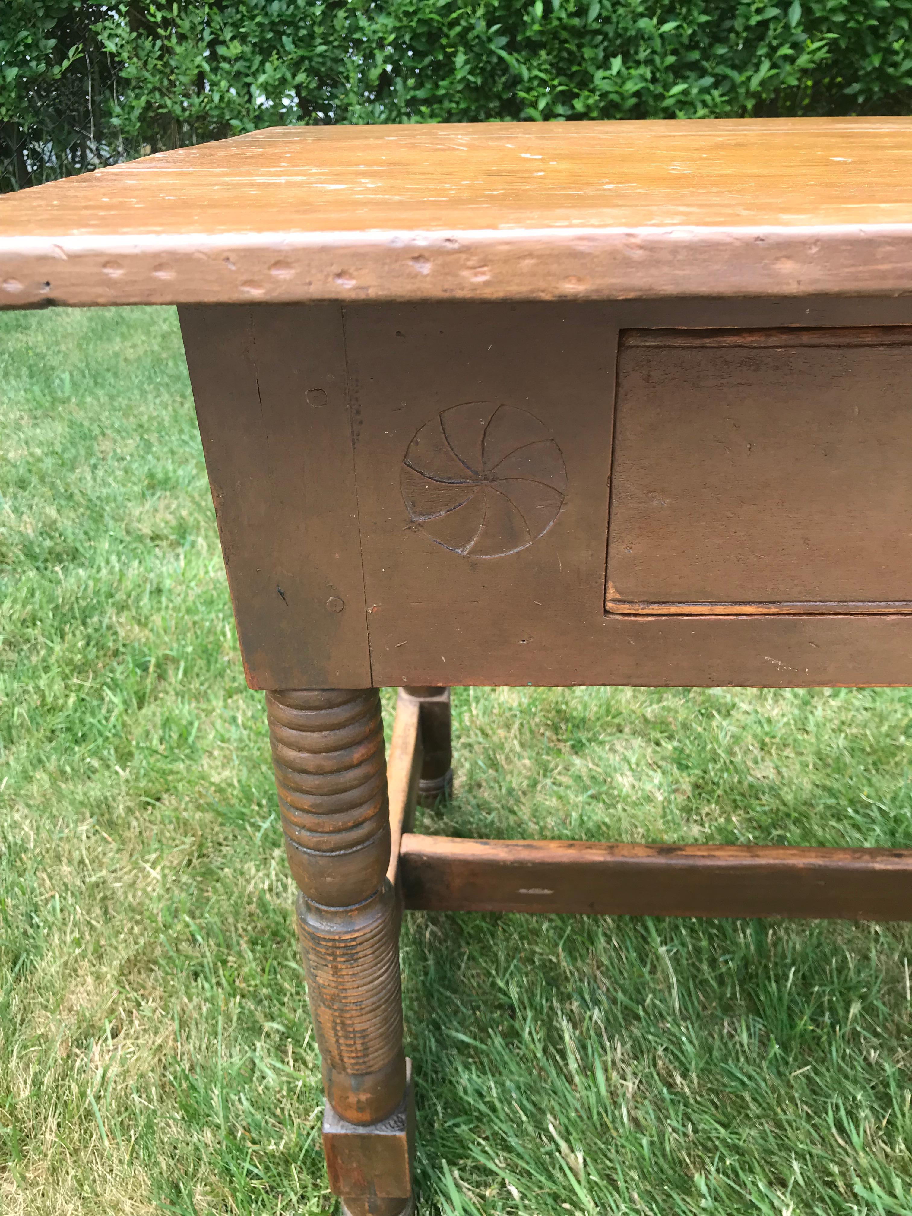 Side Table with Pinwheel Carvings 1
