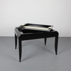Side table with removable black lacquered top and white stripe - Art Deco - 20th