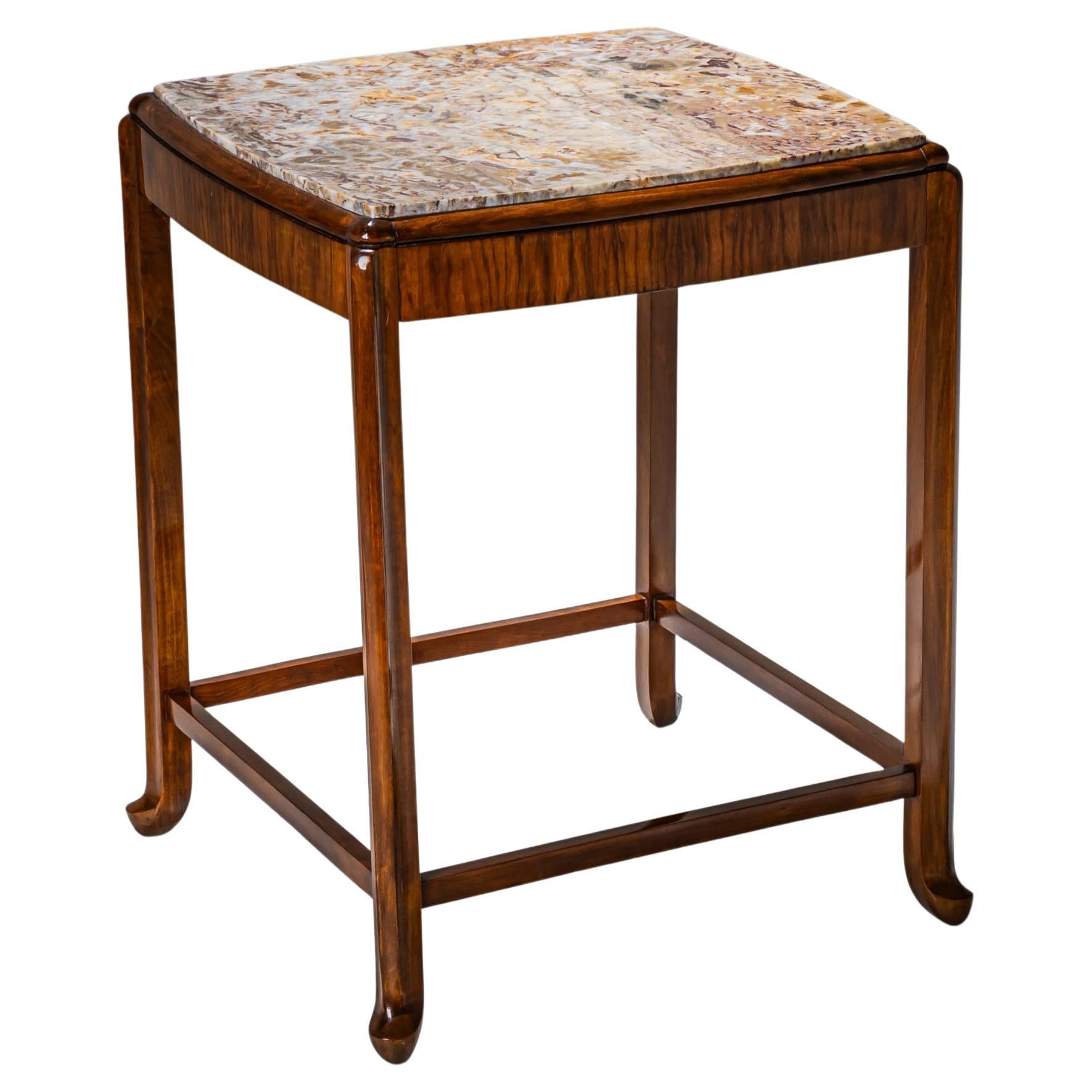 Side Table with Stone Top, First Half of the 20th Century