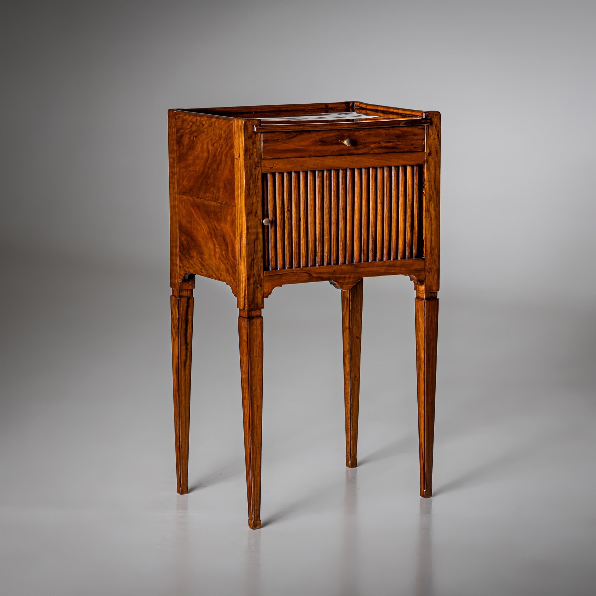 Walnut Side Table with Tambour Door, circa 1800