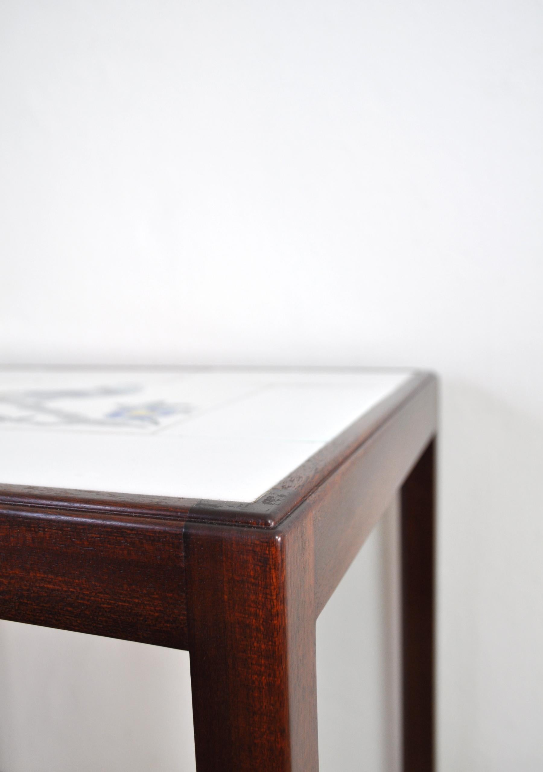 Scandinavian Modern Side Table with Tiles by Designer and Cabinetmaker Jacob Kjær For Sale