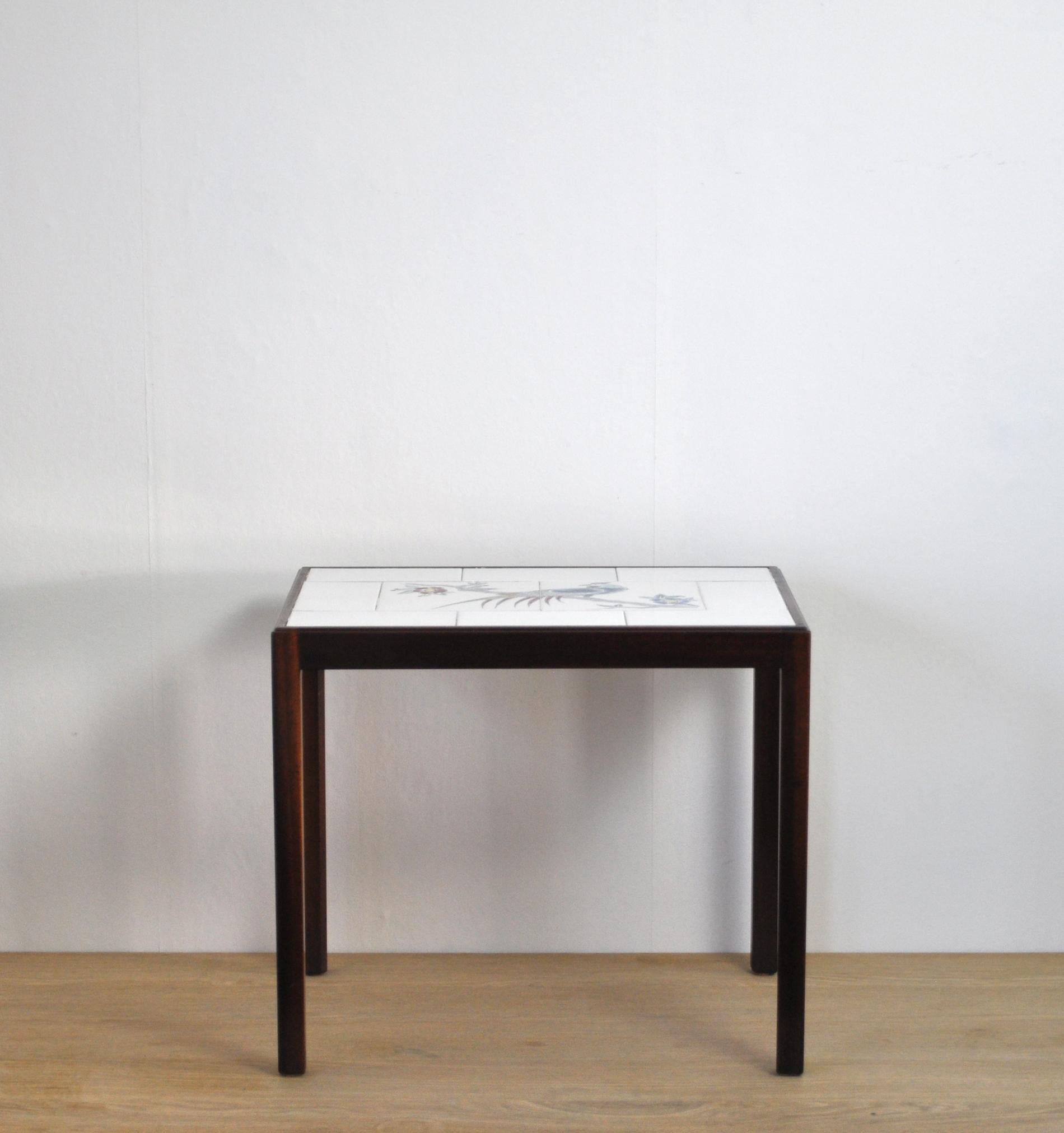 Danish Side Table with Tiles by Designer and Cabinetmaker Jacob Kjær For Sale