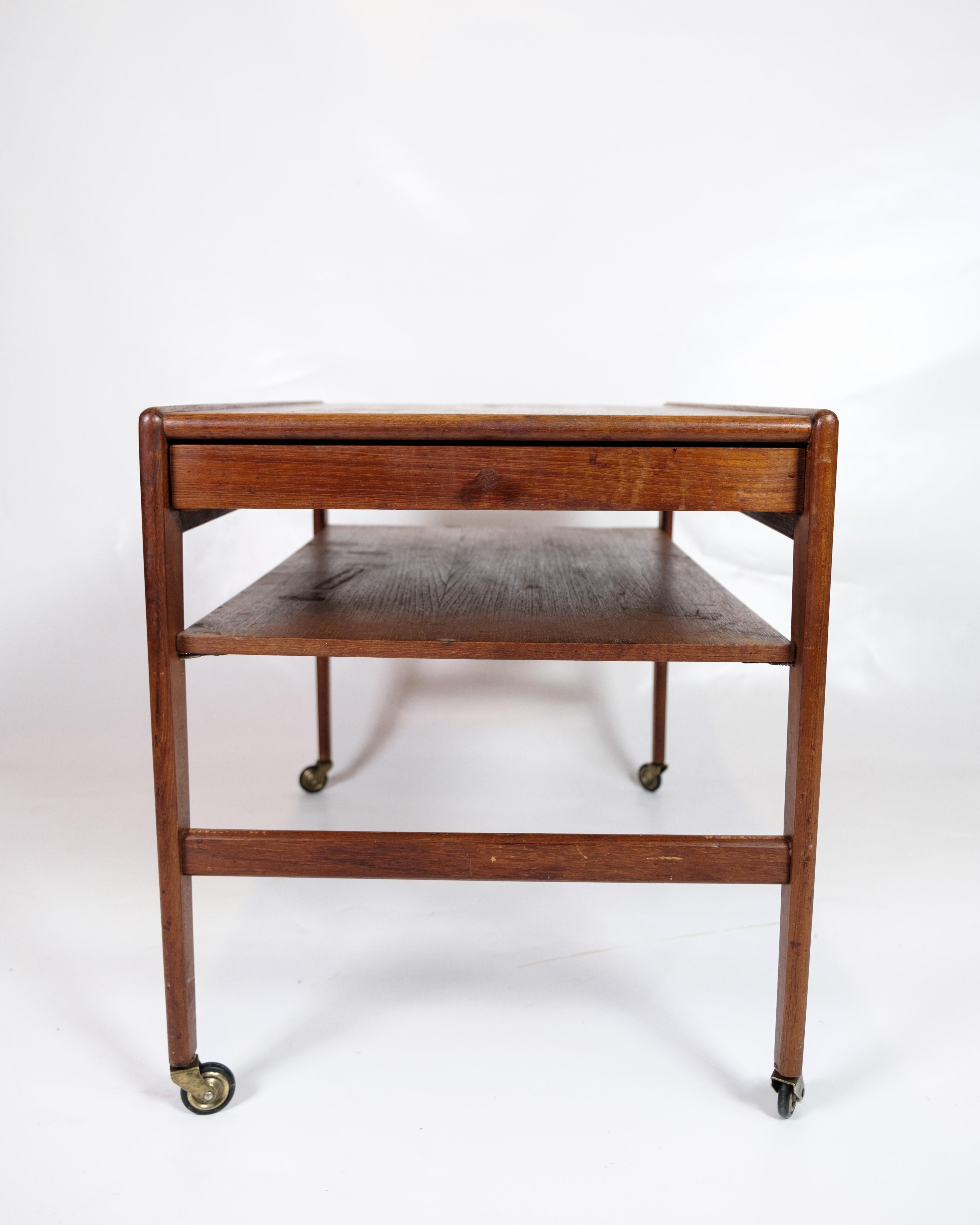 Side Table With Wheels Made In Teak, Danish Design From 1960s In Good Condition For Sale In Lejre, DK