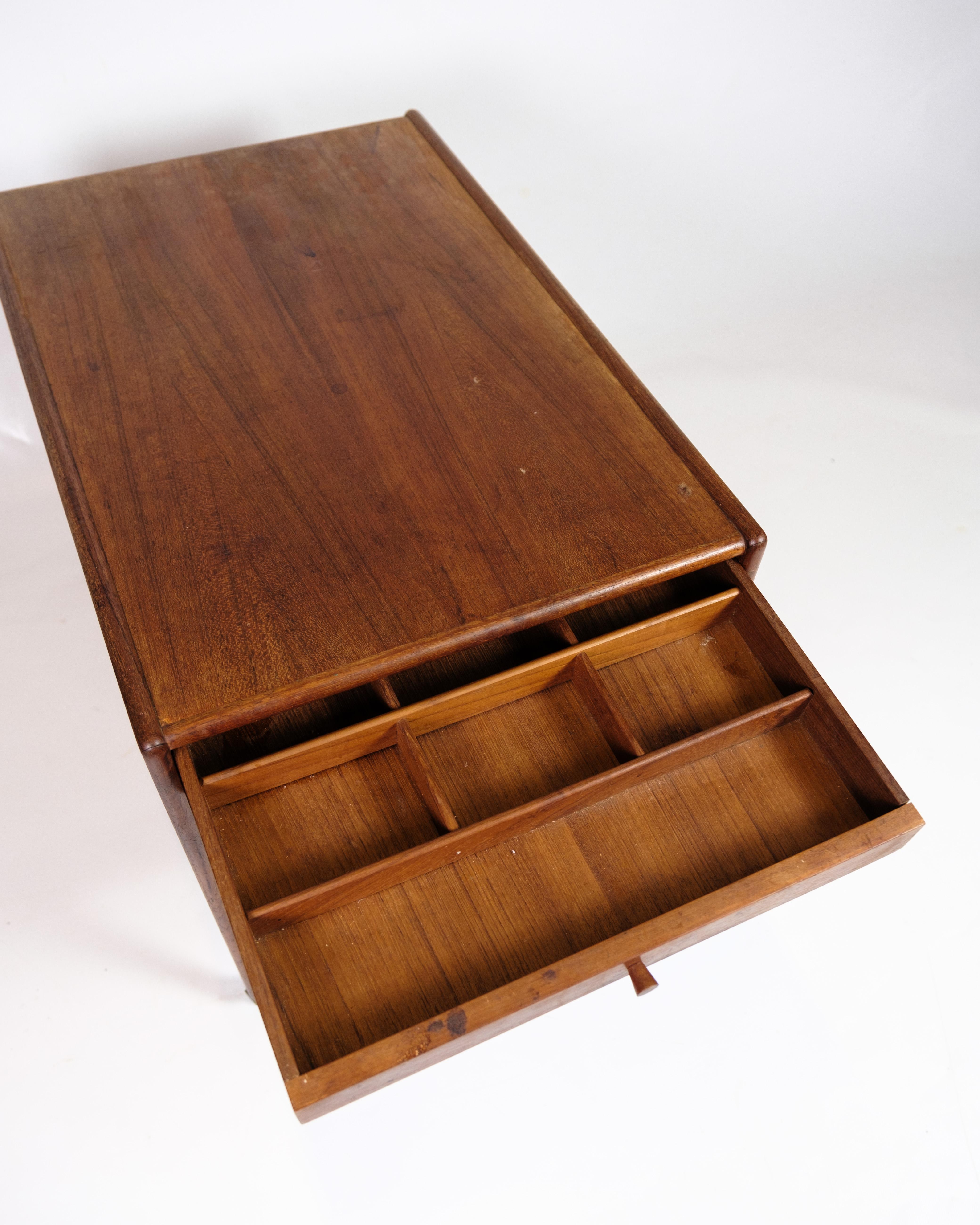 Mid-20th Century Side Table With Wheels Made In Teak, Danish Design From 1960s For Sale