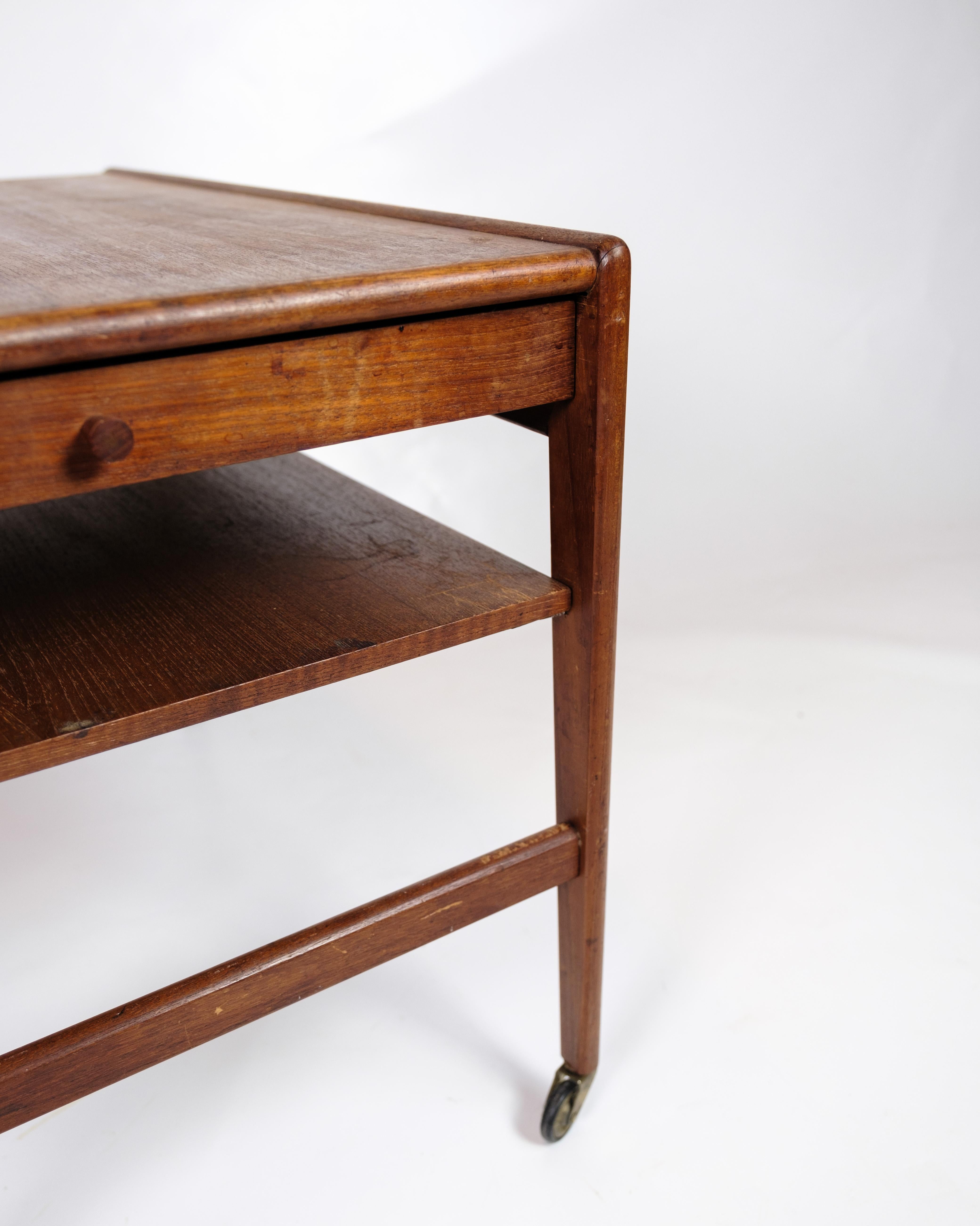 Side Table With Wheels Made In Teak, Danish Design From 1960s For Sale 1