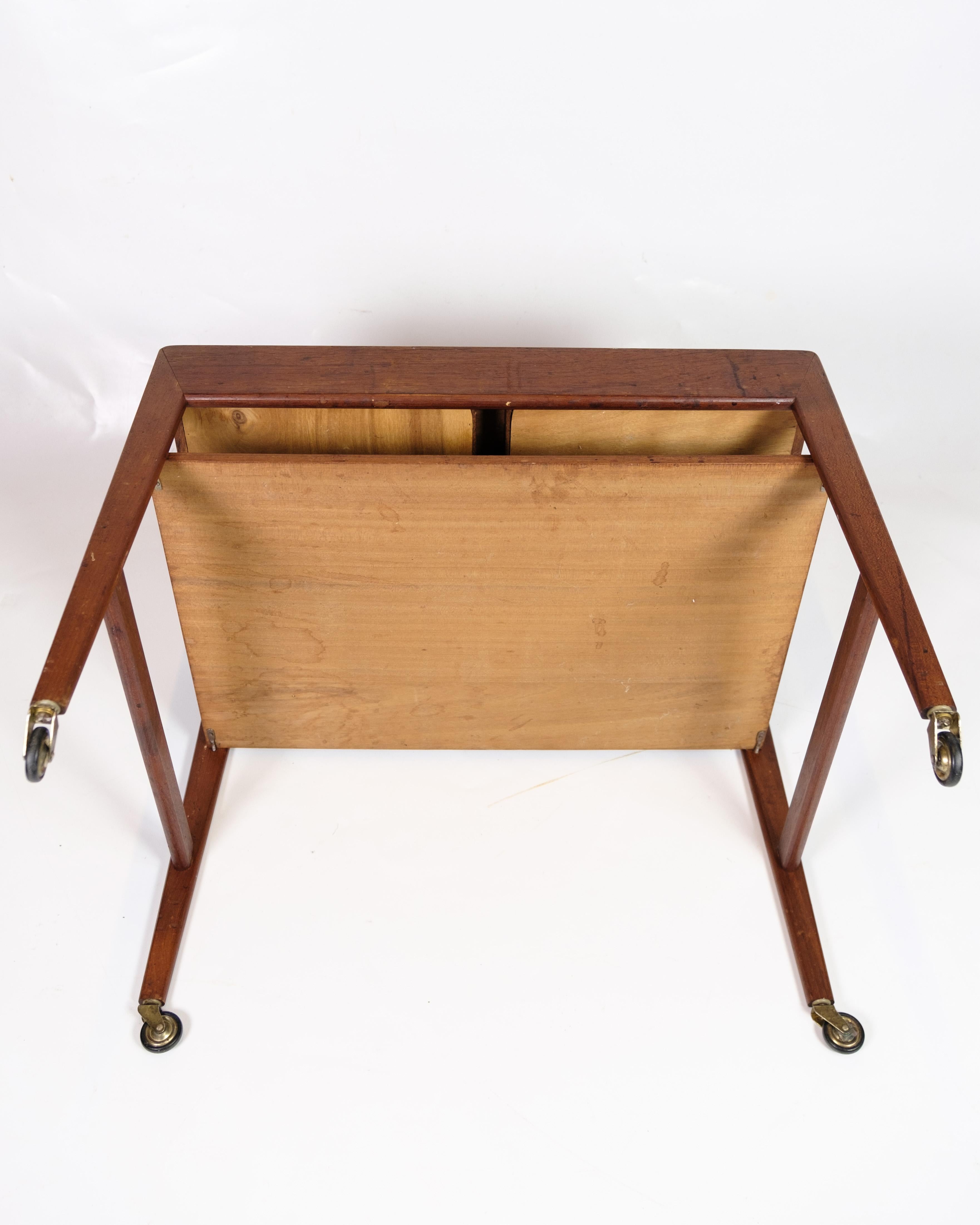 Side Table With Wheels Made In Teak, Danish Design From 1960s For Sale 3