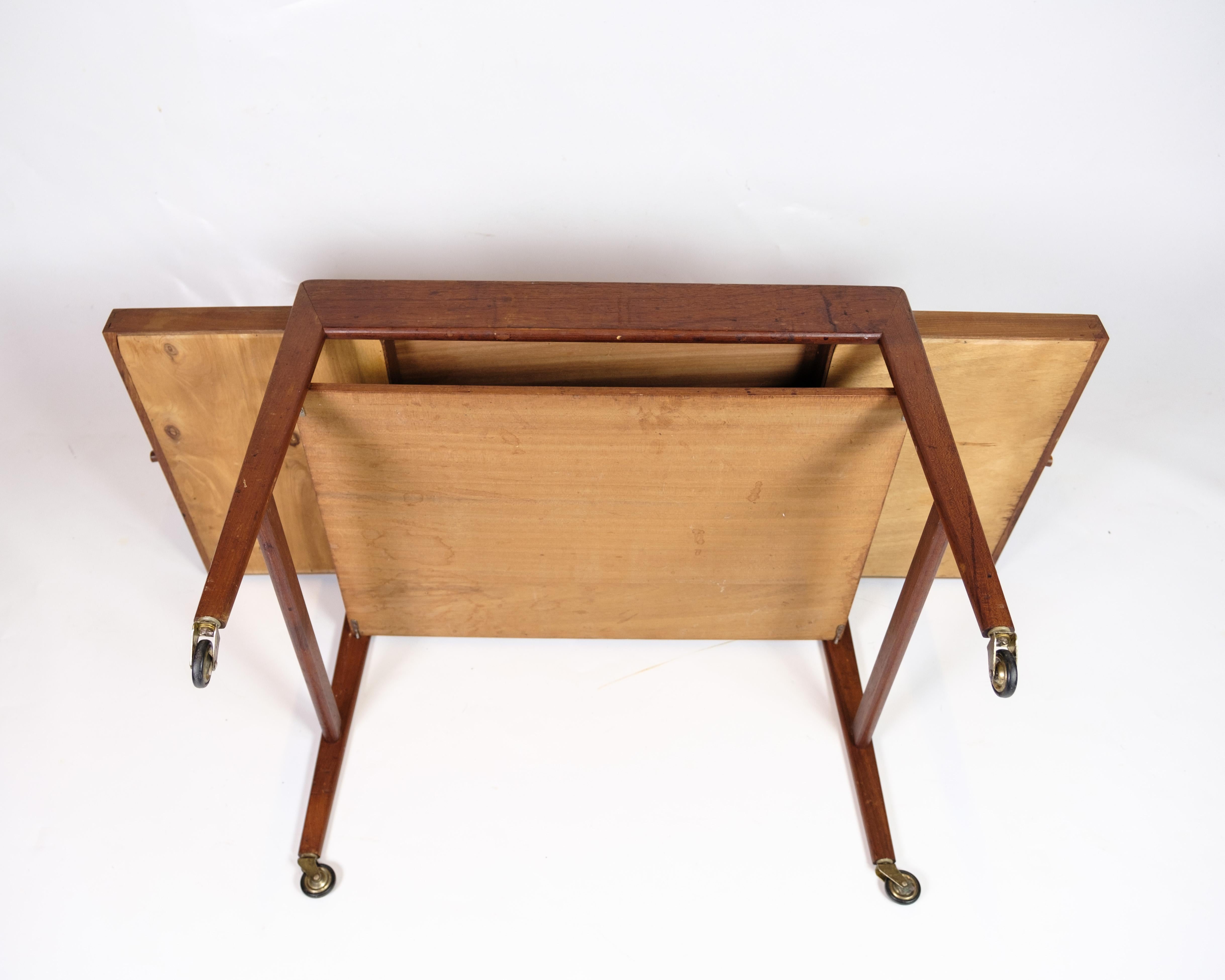 Side Table With Wheels Made In Teak, Danish Design From 1960s For Sale 4